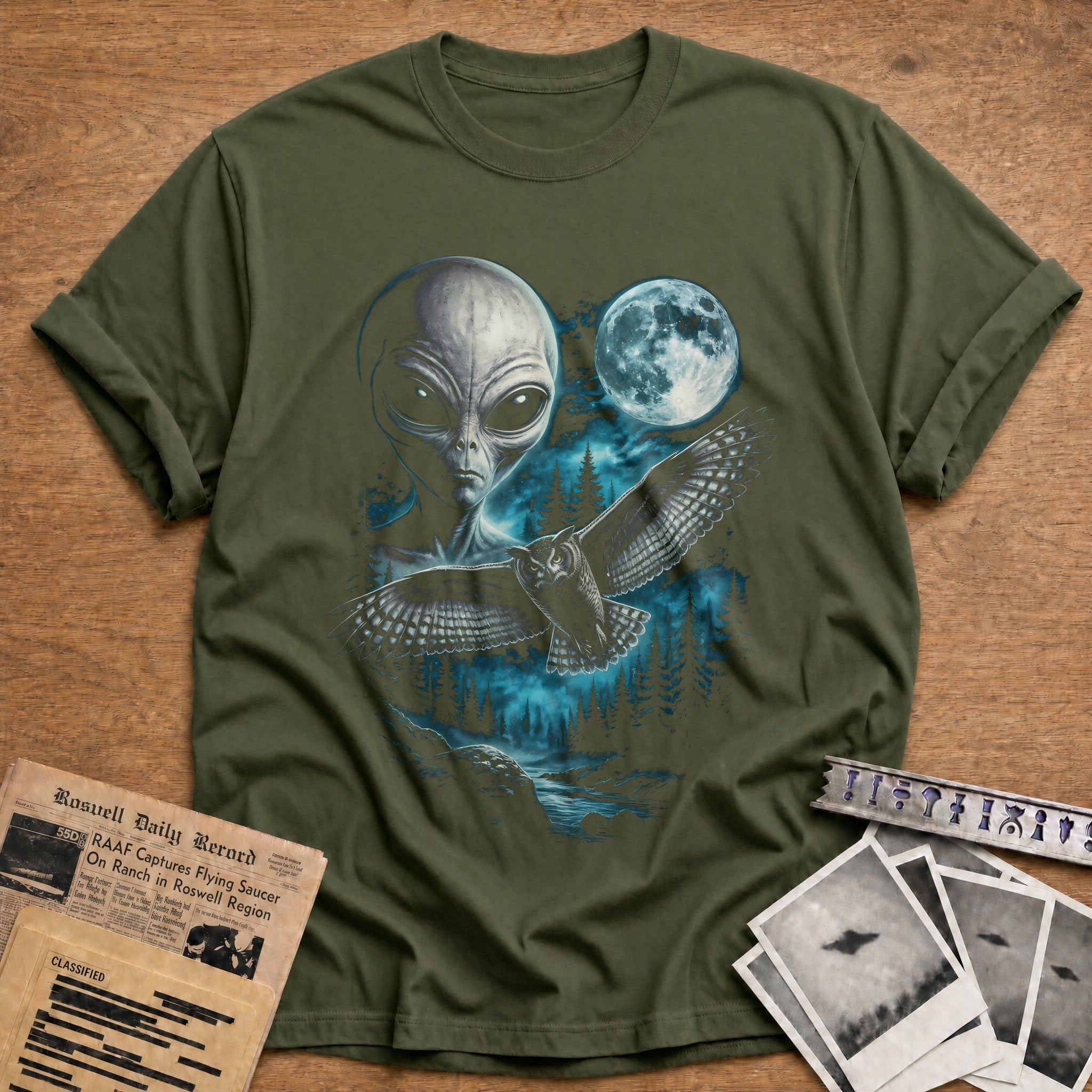 Alien Owl Full Moon 82 - Military Green