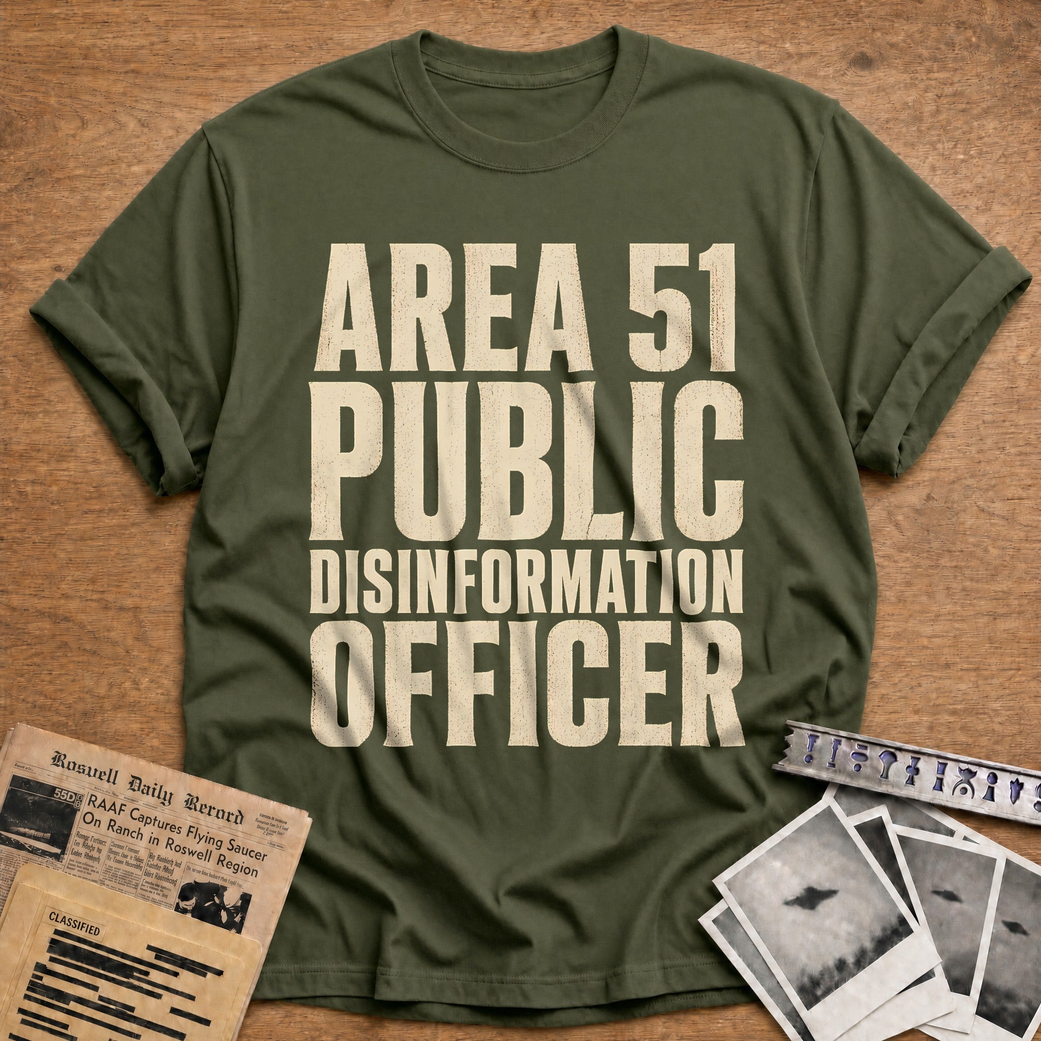 Area 51 Disinformation Officer 37 T-Shirt - Military Green