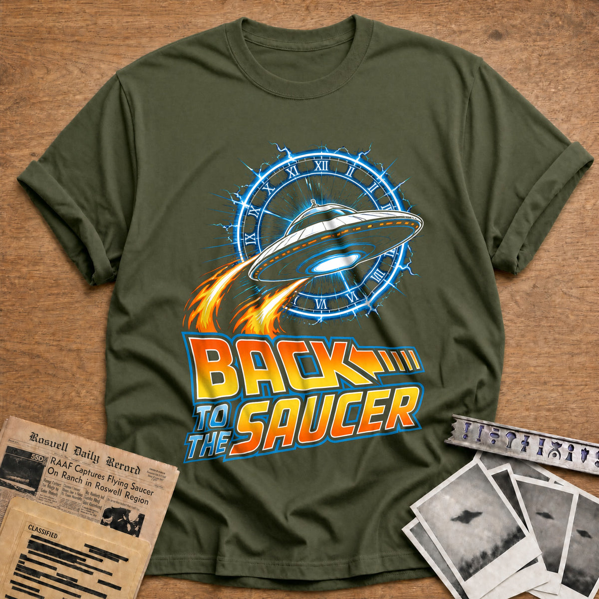Back To The Saucer 44 T-Shirt - Military Green