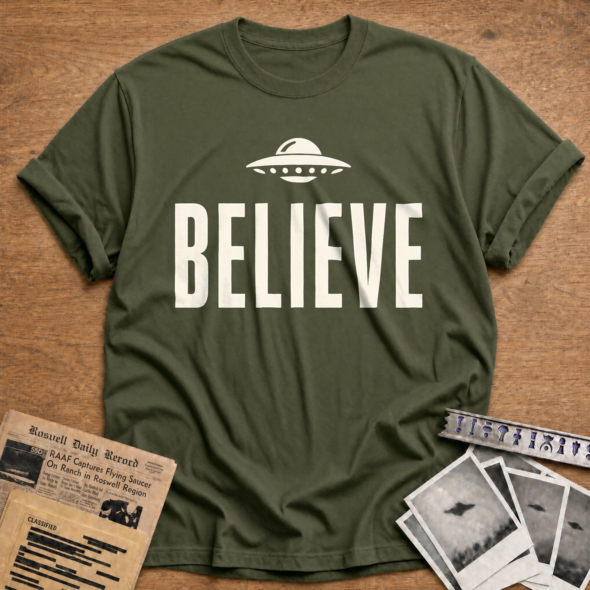 Believe T-Shirt - Military Green
