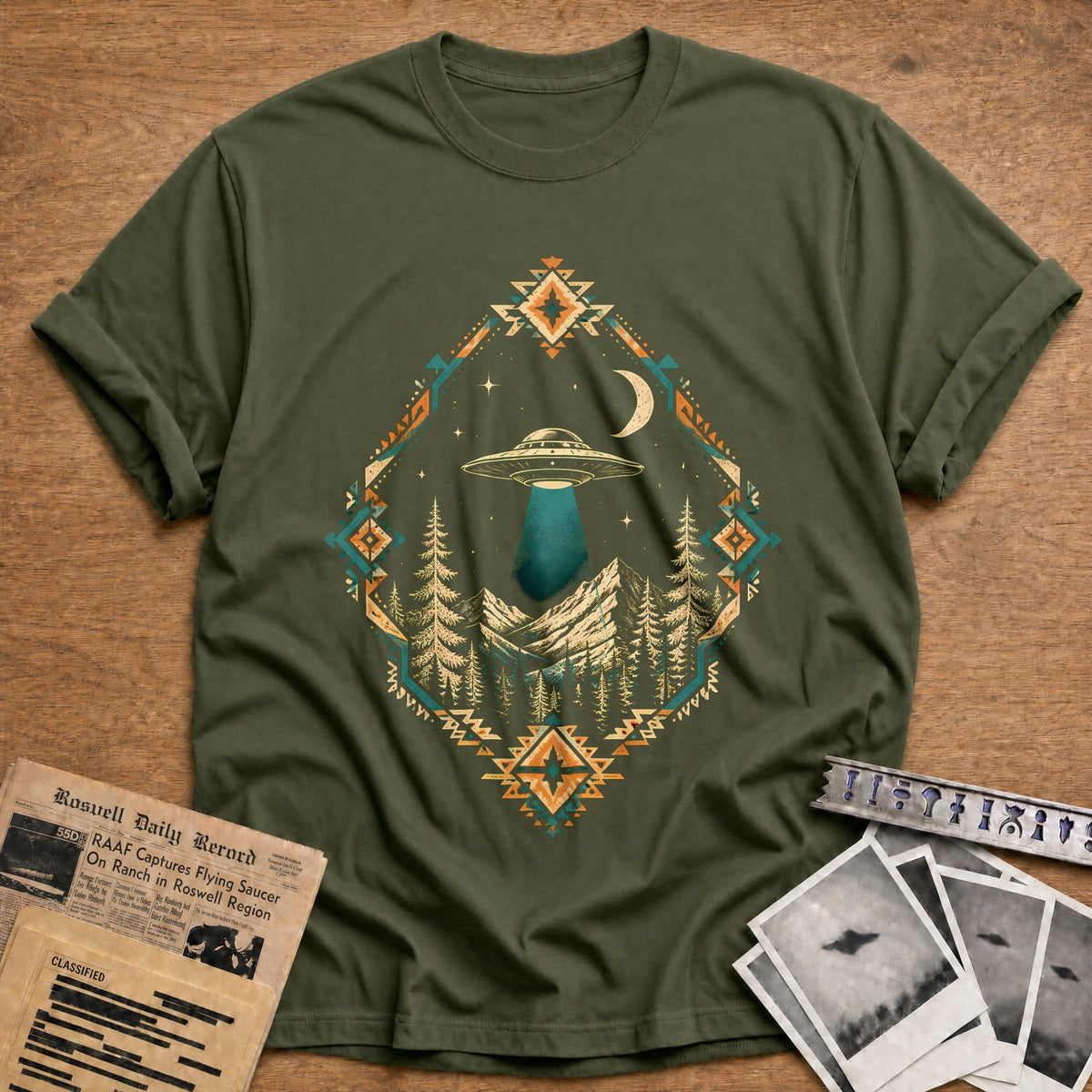 Boho UFO Forest 50 T-Shirt - Military Green