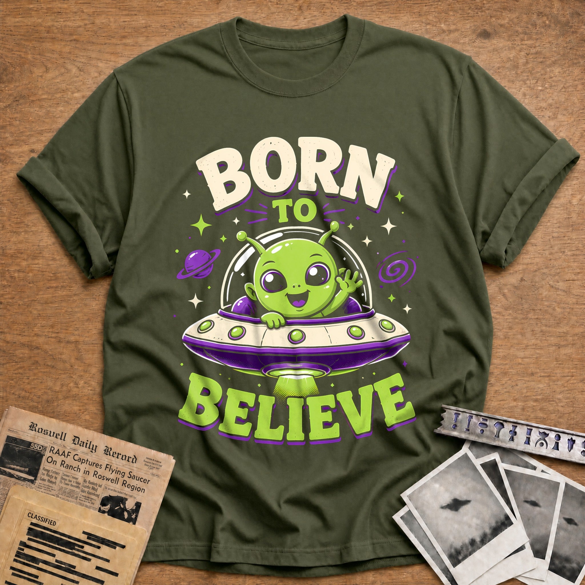Born To Believe 79 T-Shirt - Military Green