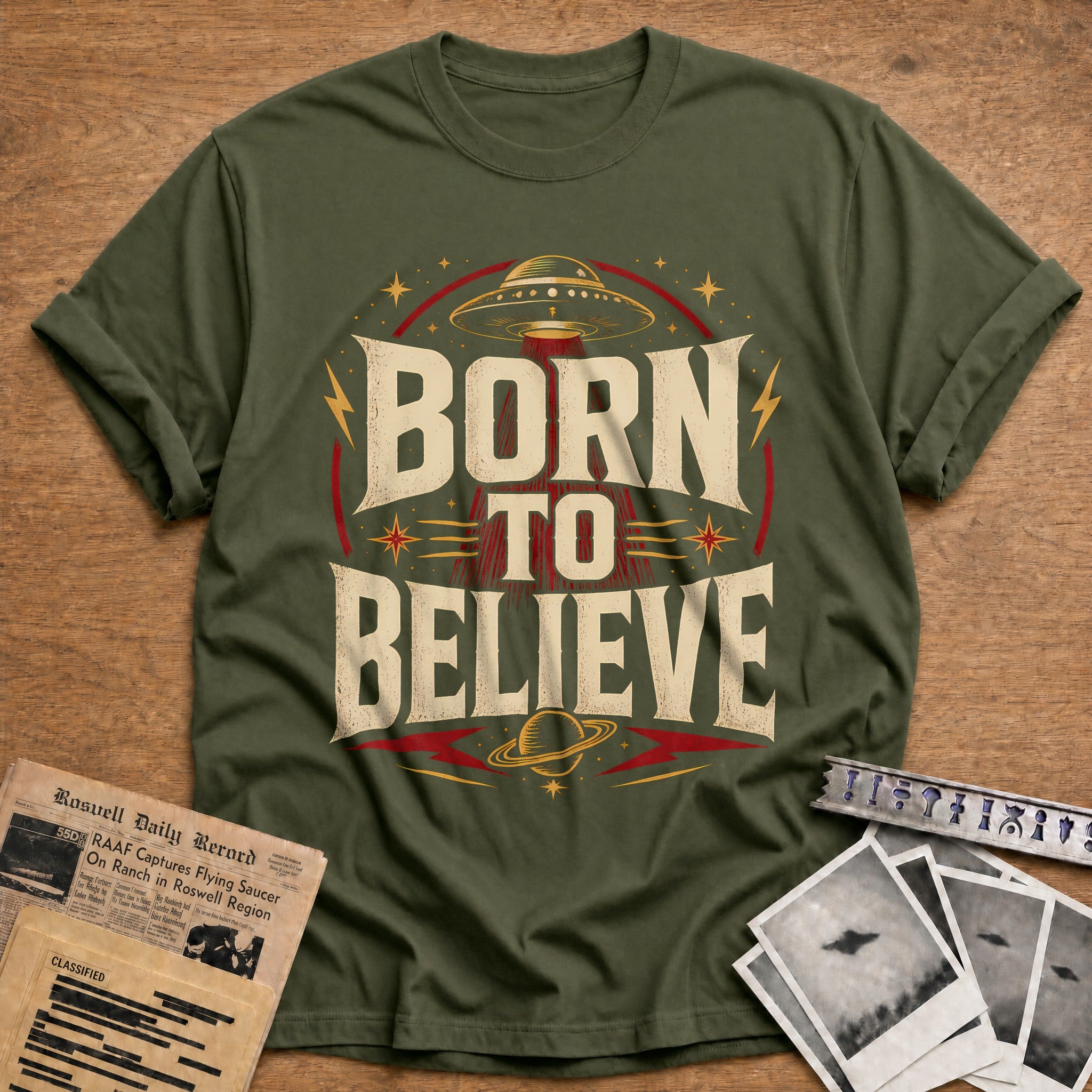 Born To Believe 85 T-Shirt - Military Green