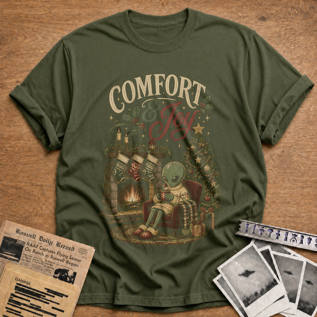 Comfort And Joy 81 T-Shirt - Military Green