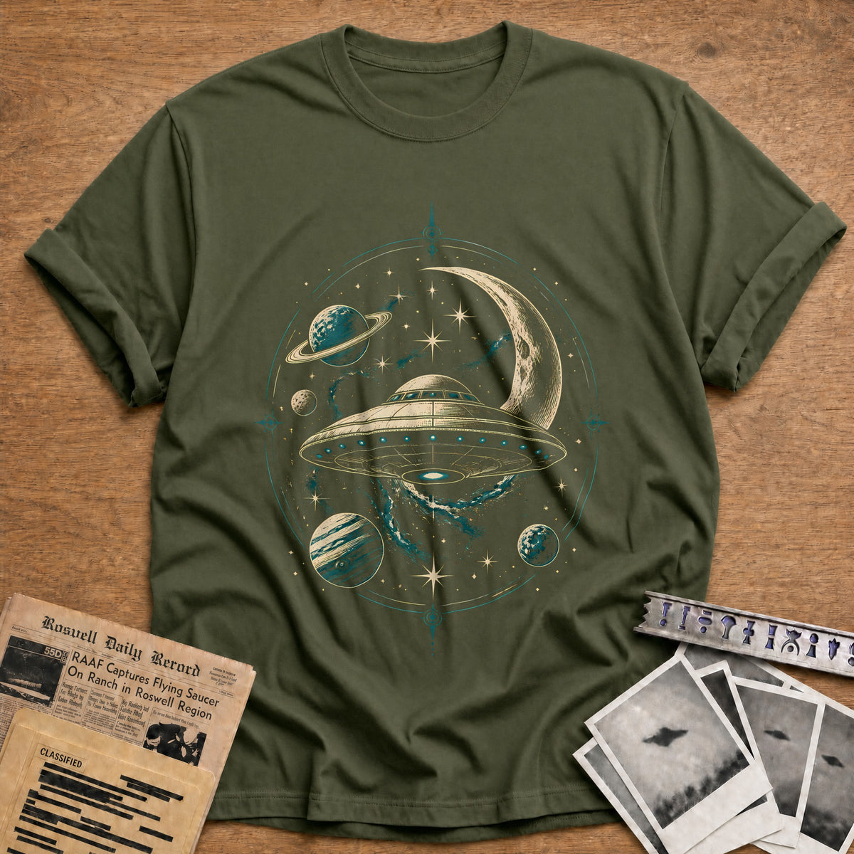 Cosmic Emblem 56 T-Shirt - Military Green