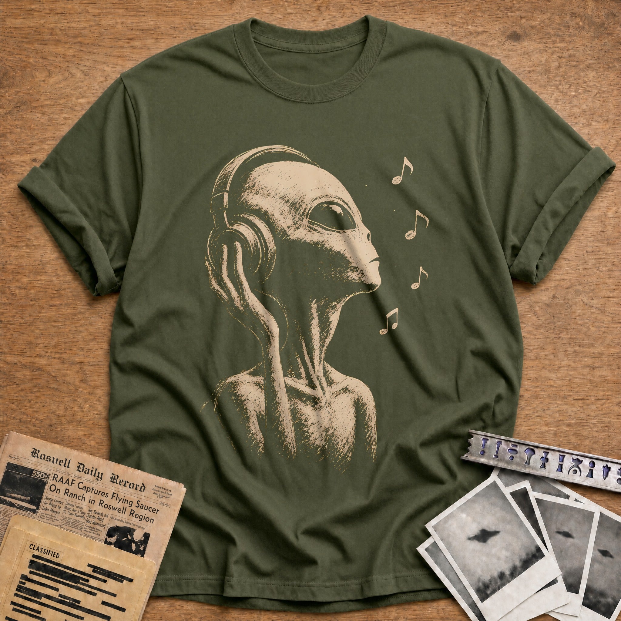 Cosmic Frequency T-Shirt - Military Green