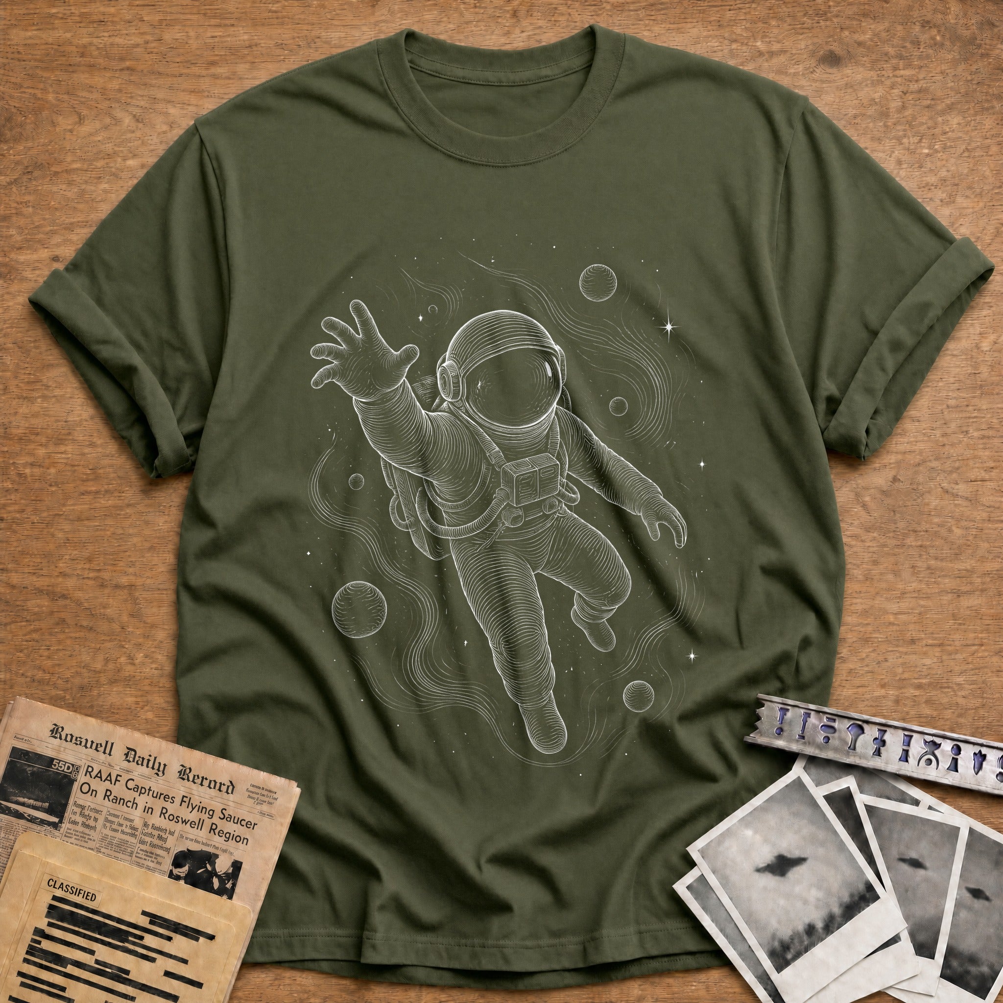 Cosmic Levitation T-Shirt - Military Green