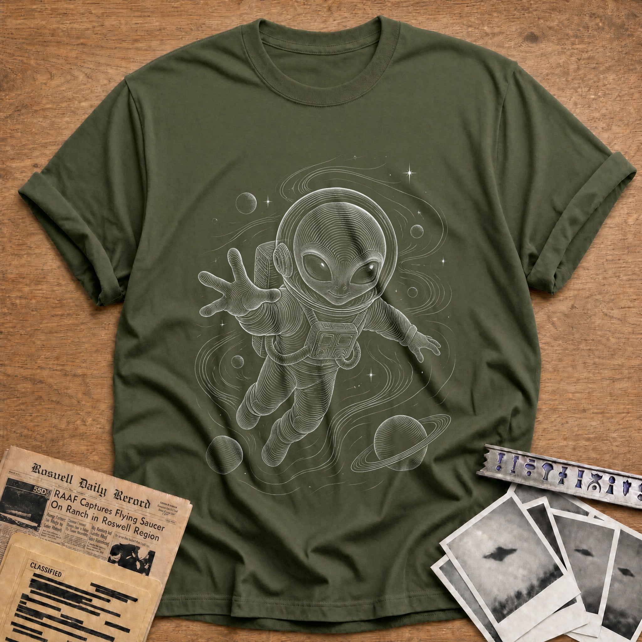 Cosmic Wader T-Shirt - Military Green