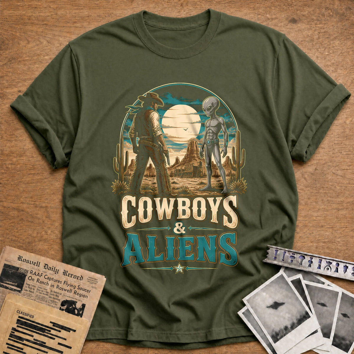 Cowboys And Aliens 47 T-Shirt - Military Green
