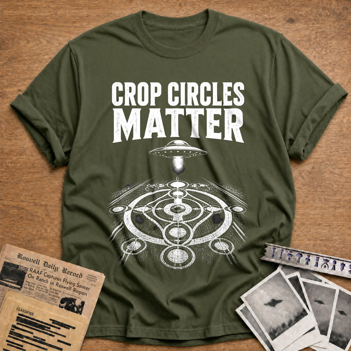 Crop Circles Matter 89 T-Shirt - Military Green