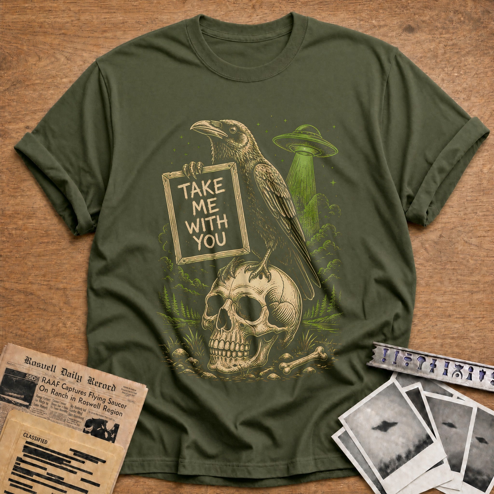 Crow Skull Take Me 65 - Military Green