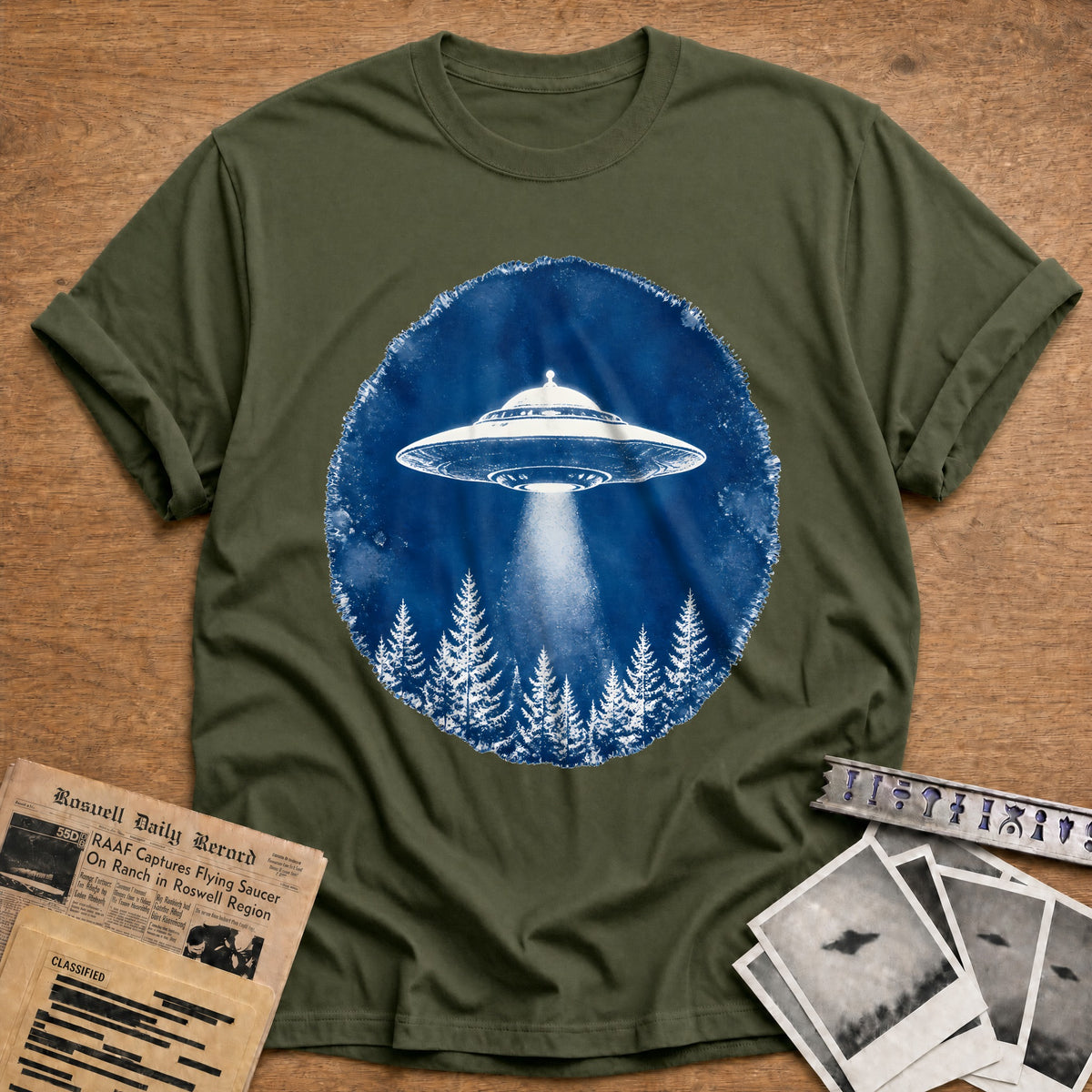 Cyanotype UFO 13 T-Shirt - Military Green