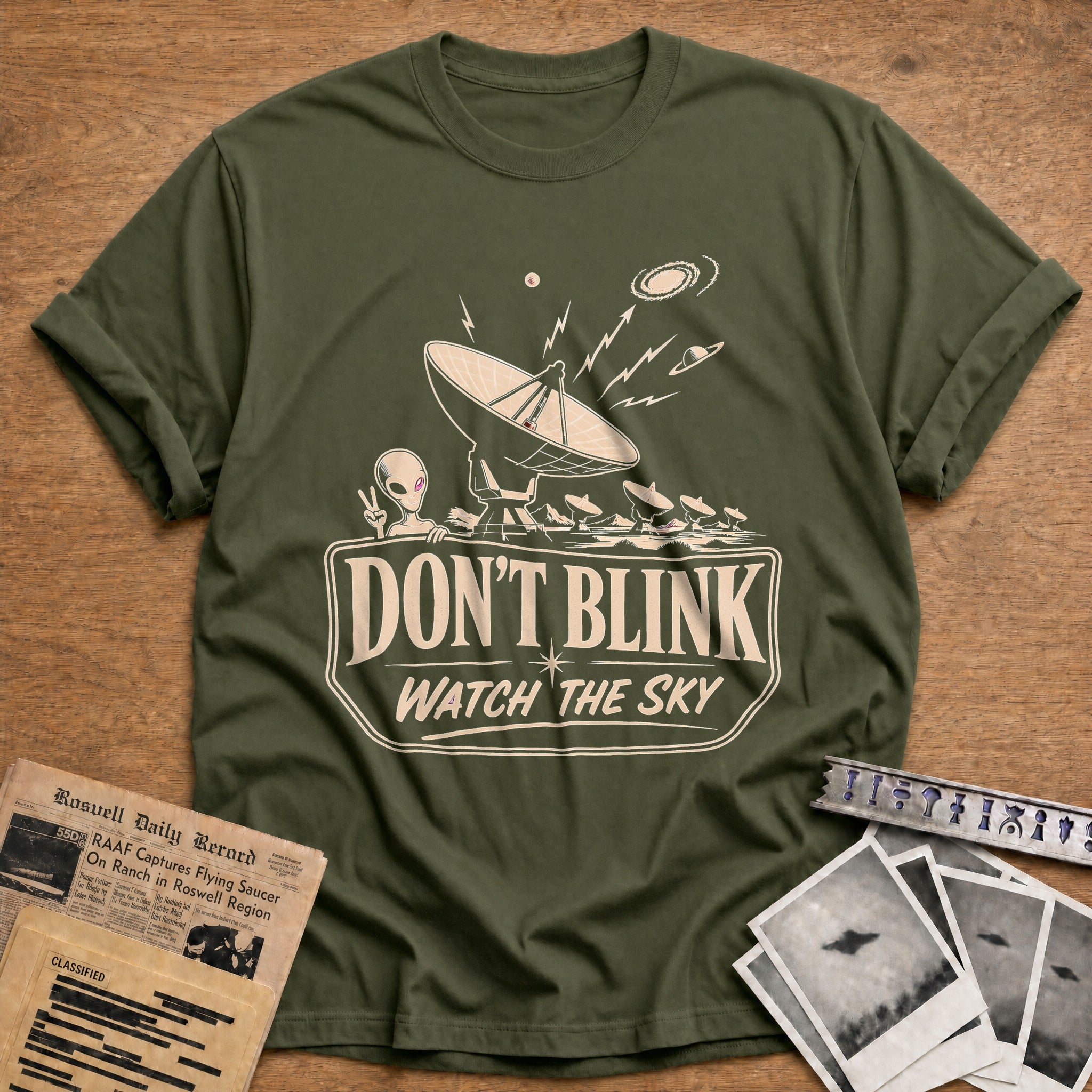 Don't Blink Watch The Sky - Military Green