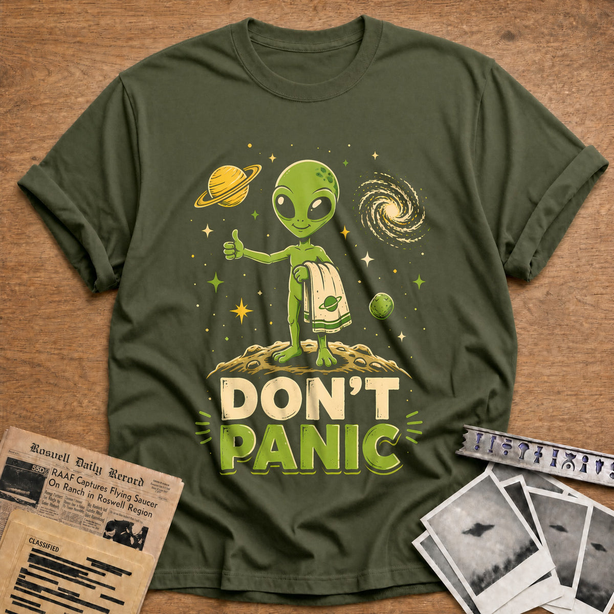 Dont Panic 21 T-Shirt - Military Green