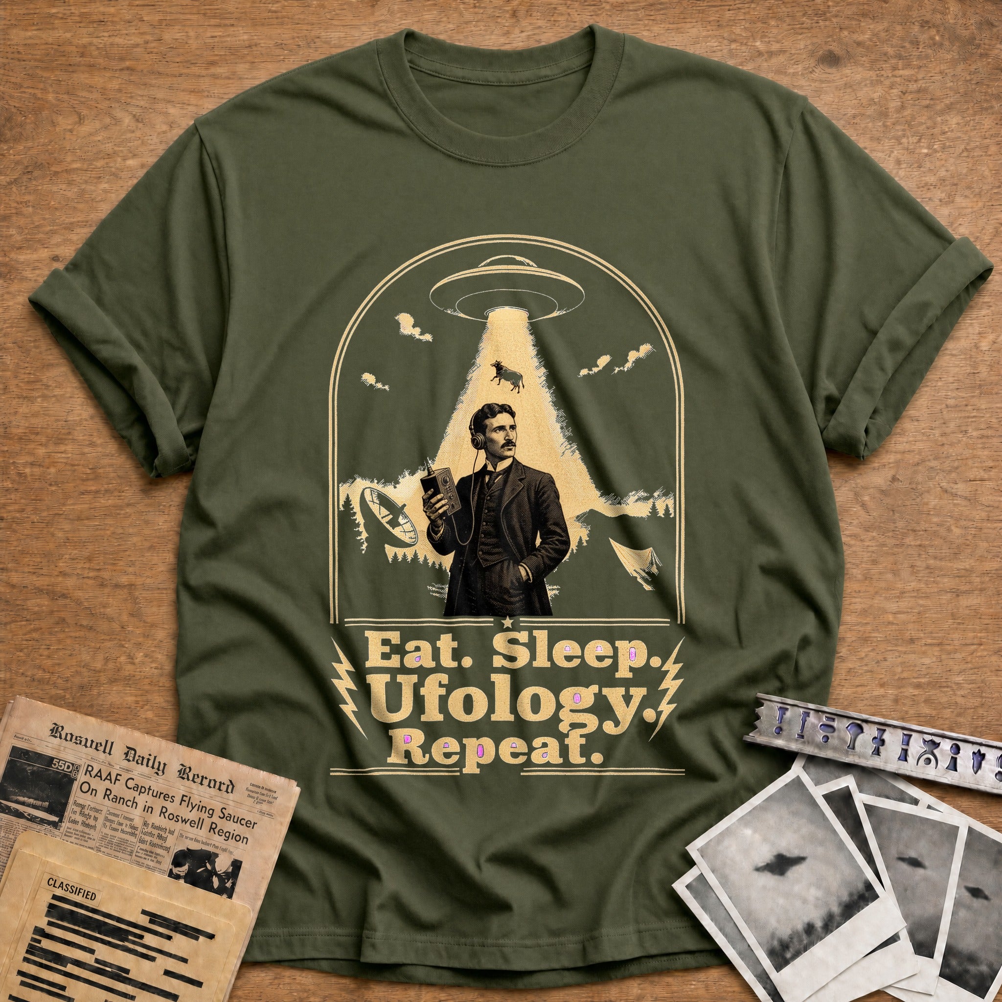 Eat. Sleep. Ufology. Repeat - Military Green