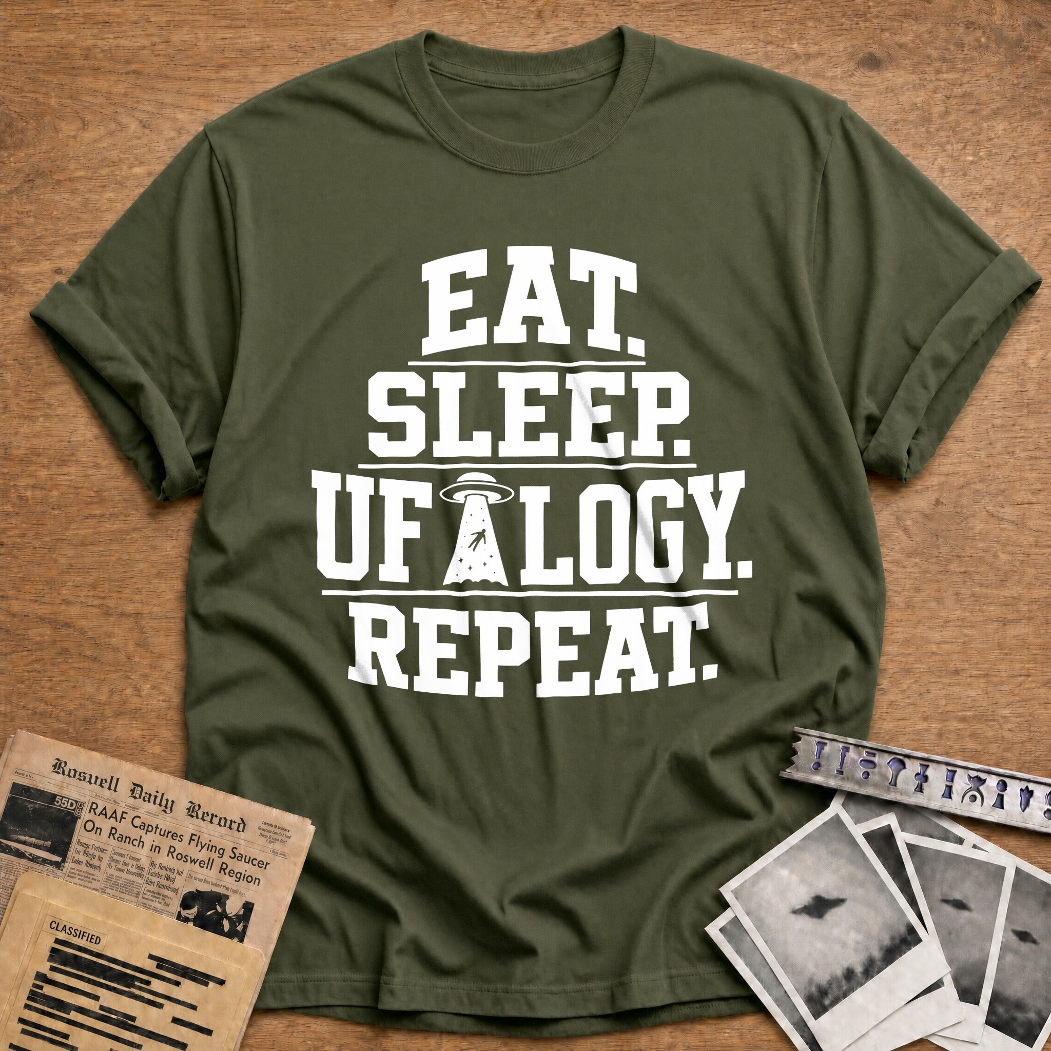 Eat Sleep Ufo Repeat - Military Green