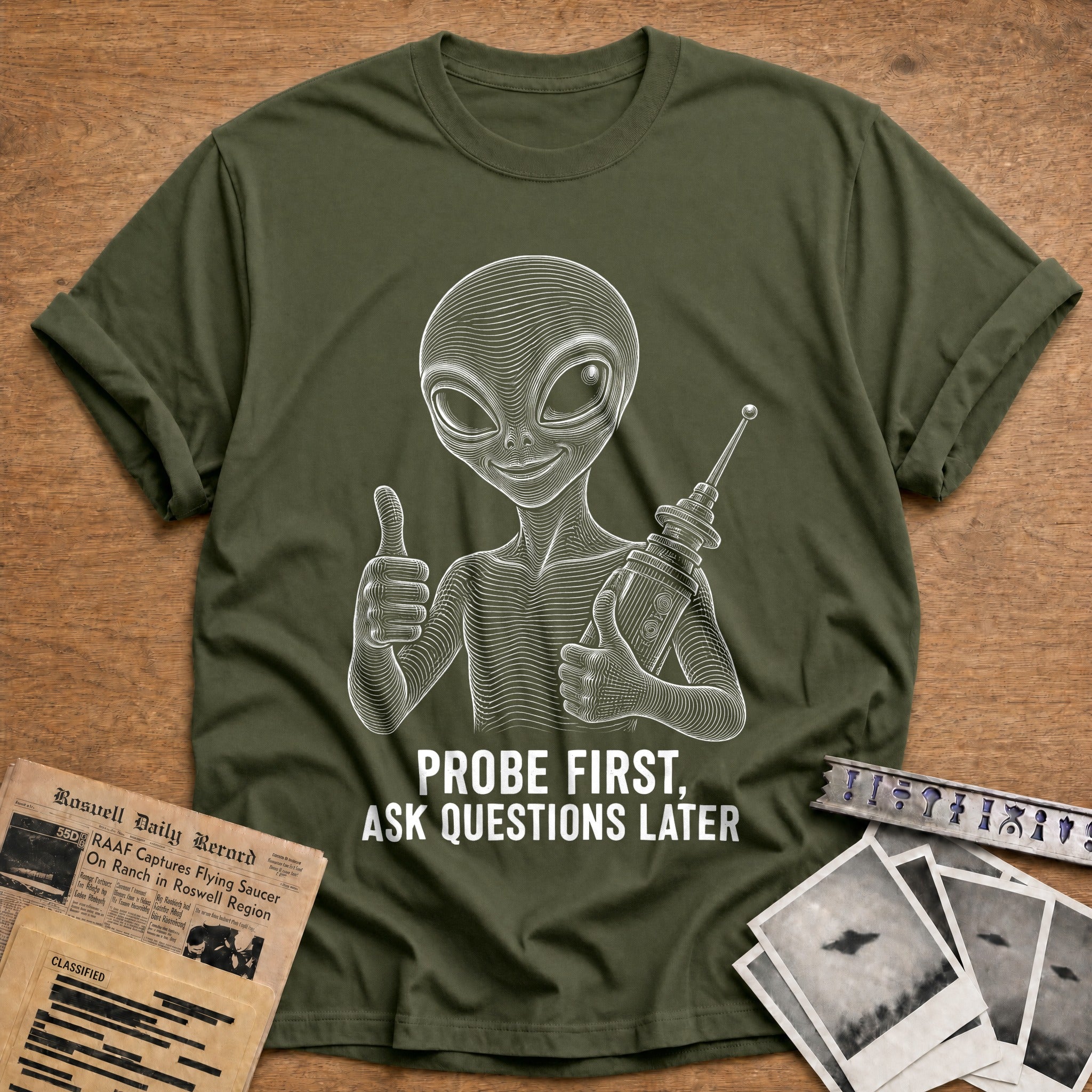 First Contact Gesture T-Shirt - Military Green