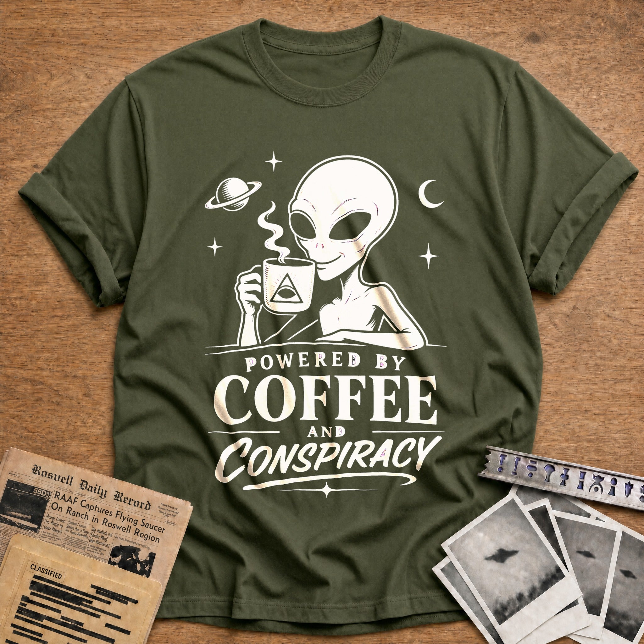 Fueled By Coffee & Aliens - Military Green