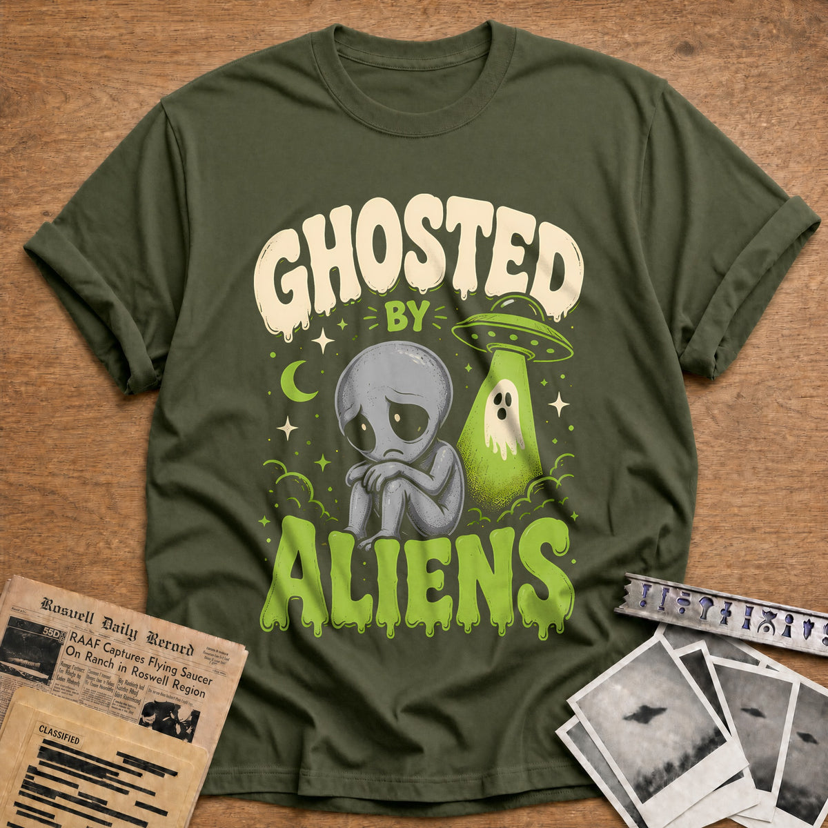 Ghosted By Aliens 88 T-Shirt - Military Green