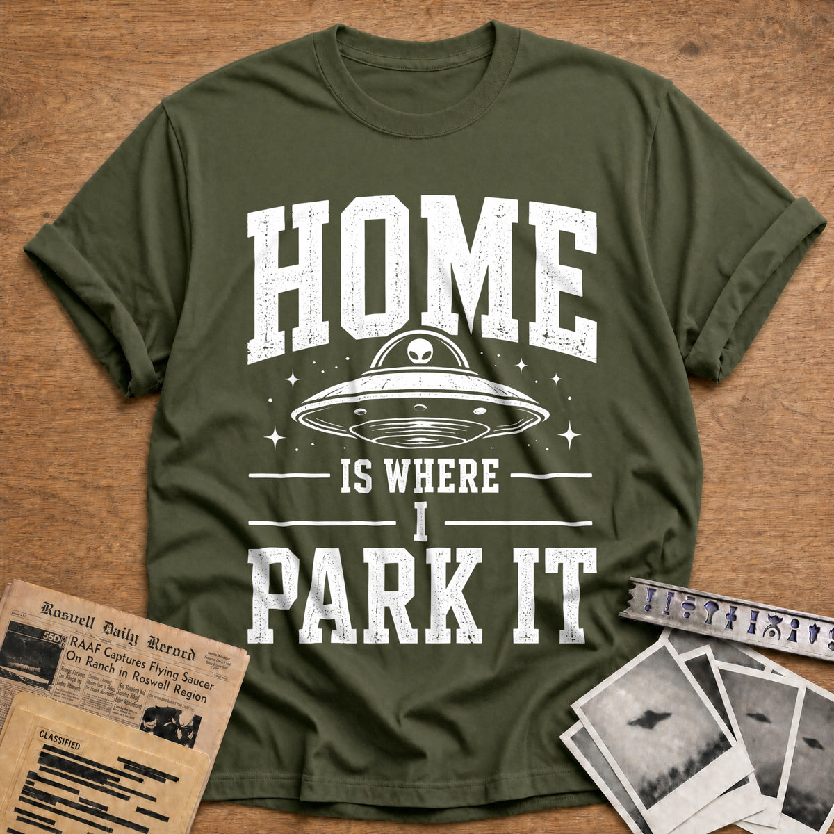 Home Is Where I Park It 37 T-Shirt - Military Green