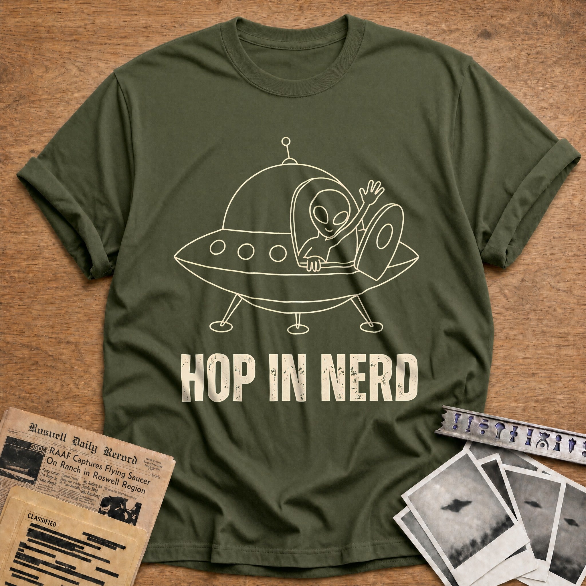 Hop In Nerd 18 T-Shirt - Military Green