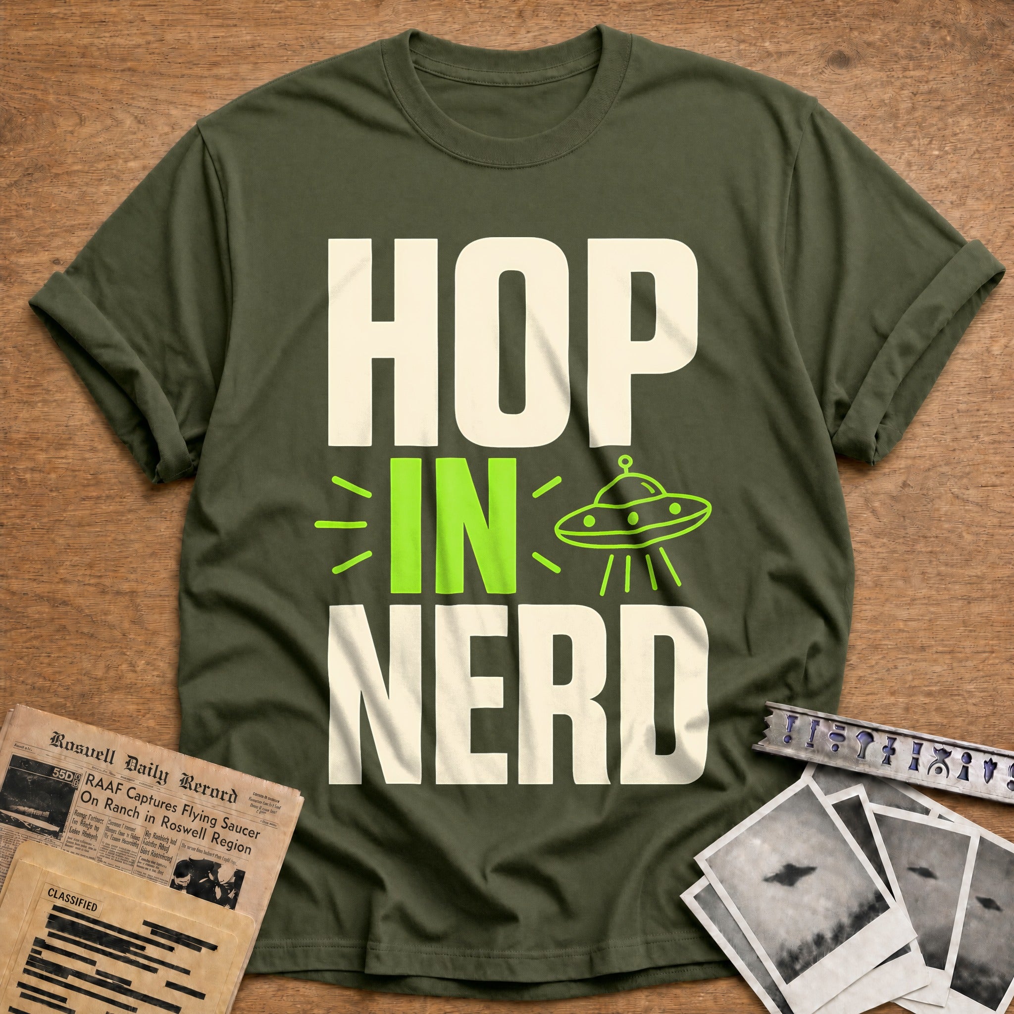 Hop In Nerd 32 T-Shirt - Military Green