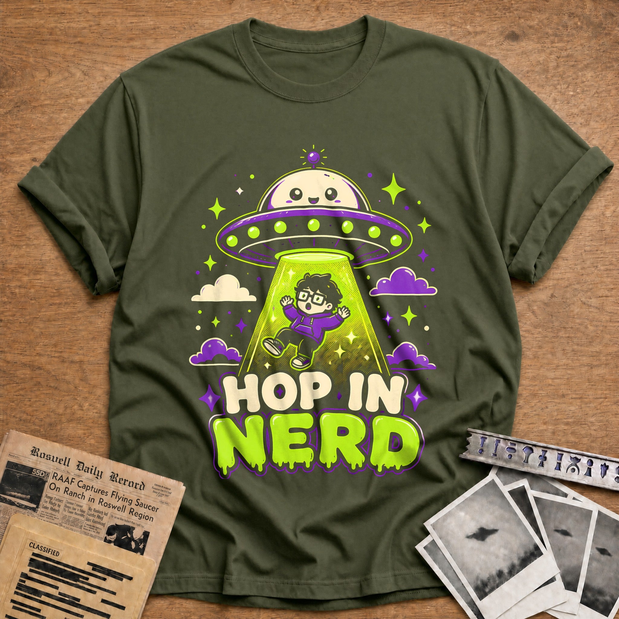 Hop In Nerd (2) 79 T-Shirt - Military Green