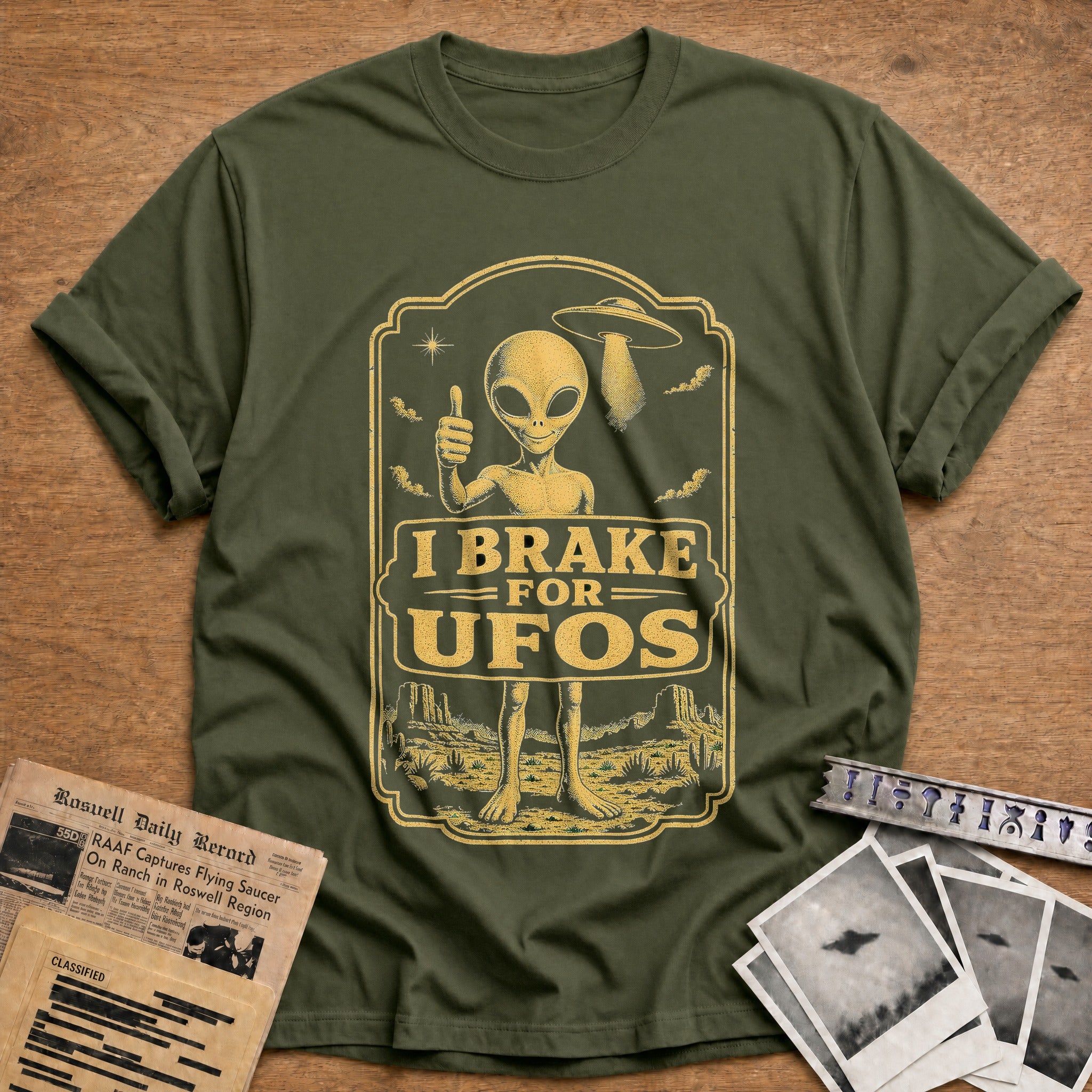 I Brake For Ufos 02 - Military Green