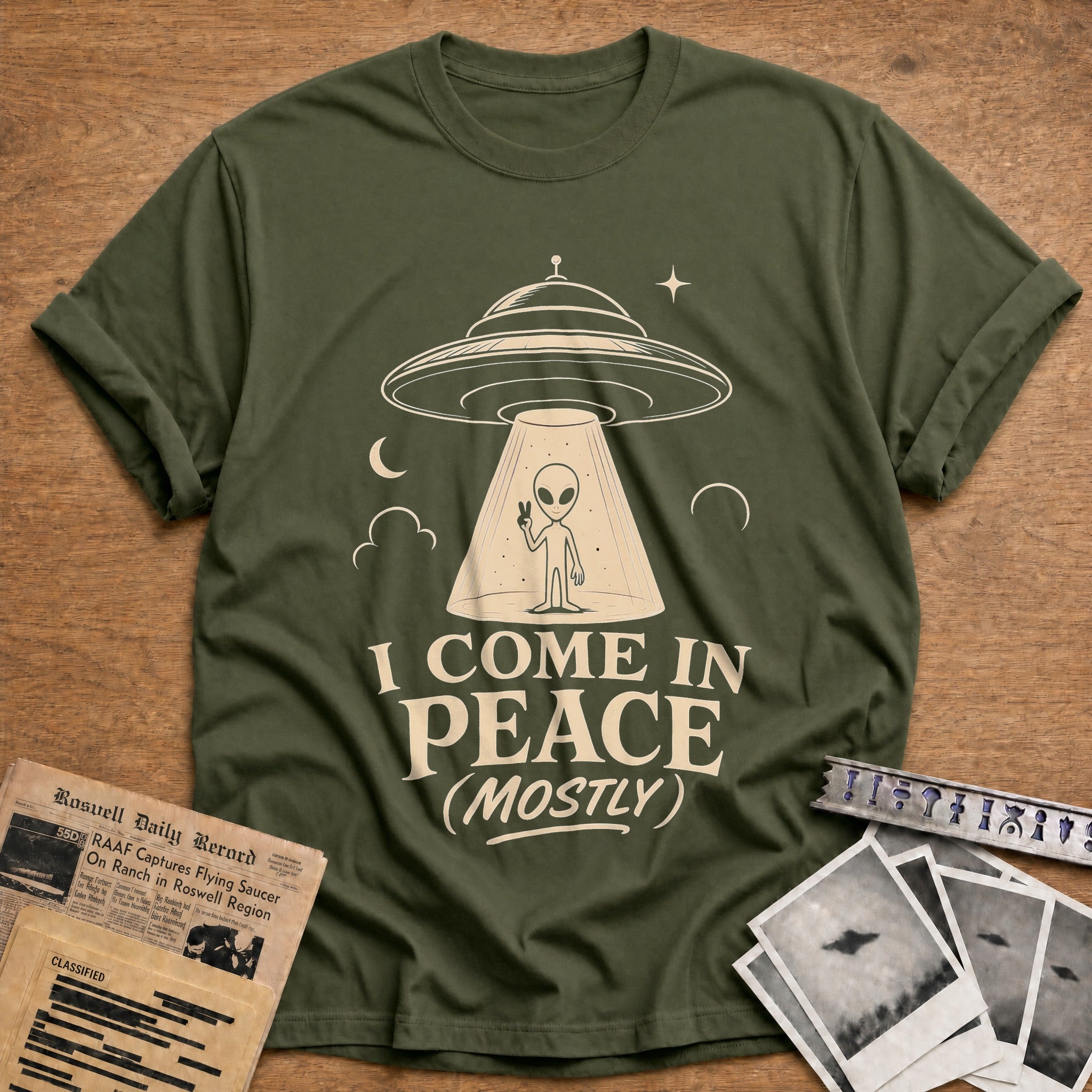 I Come In Peace (mostly) - Military Green