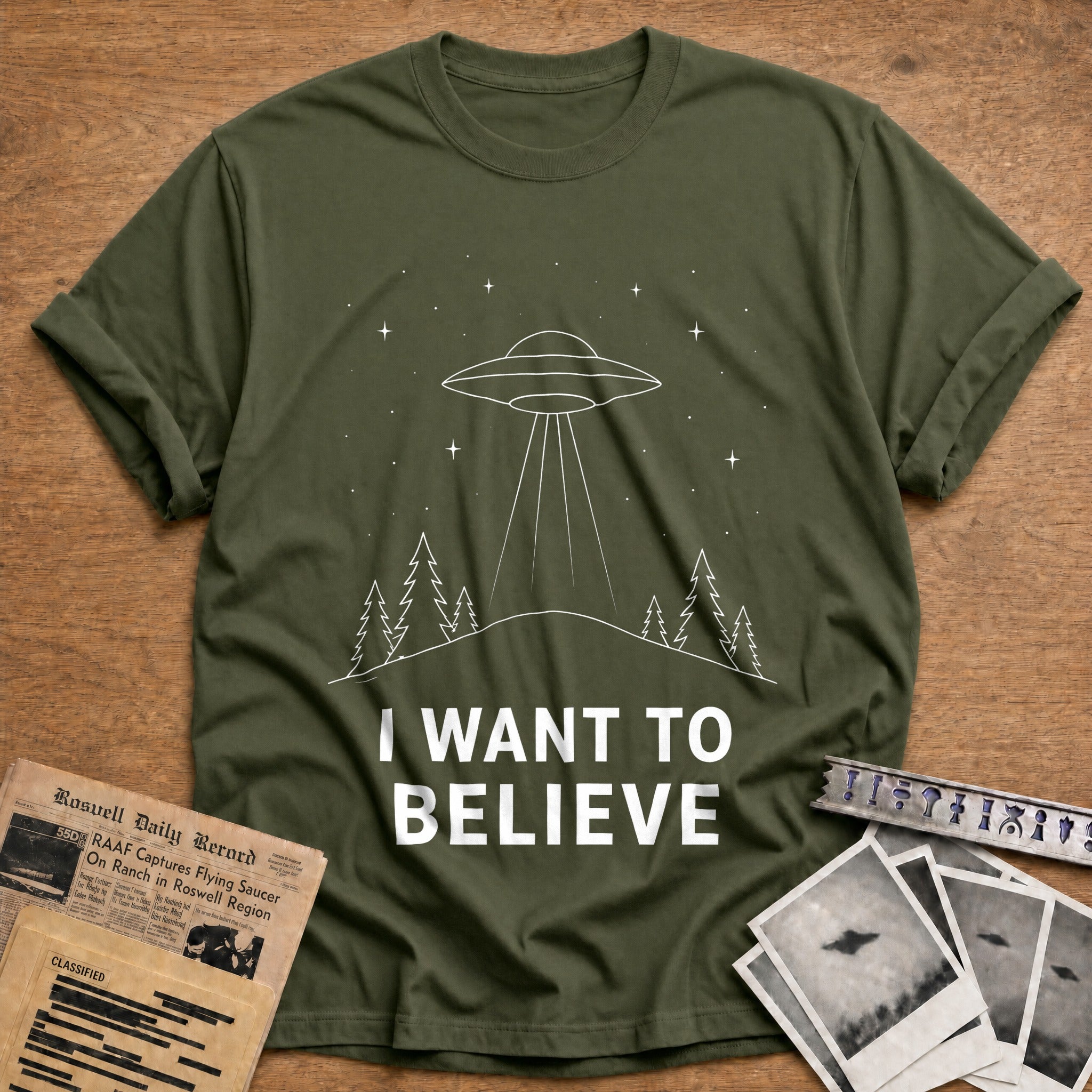 I Want To Believe 95 T-Shirt - Military Green
