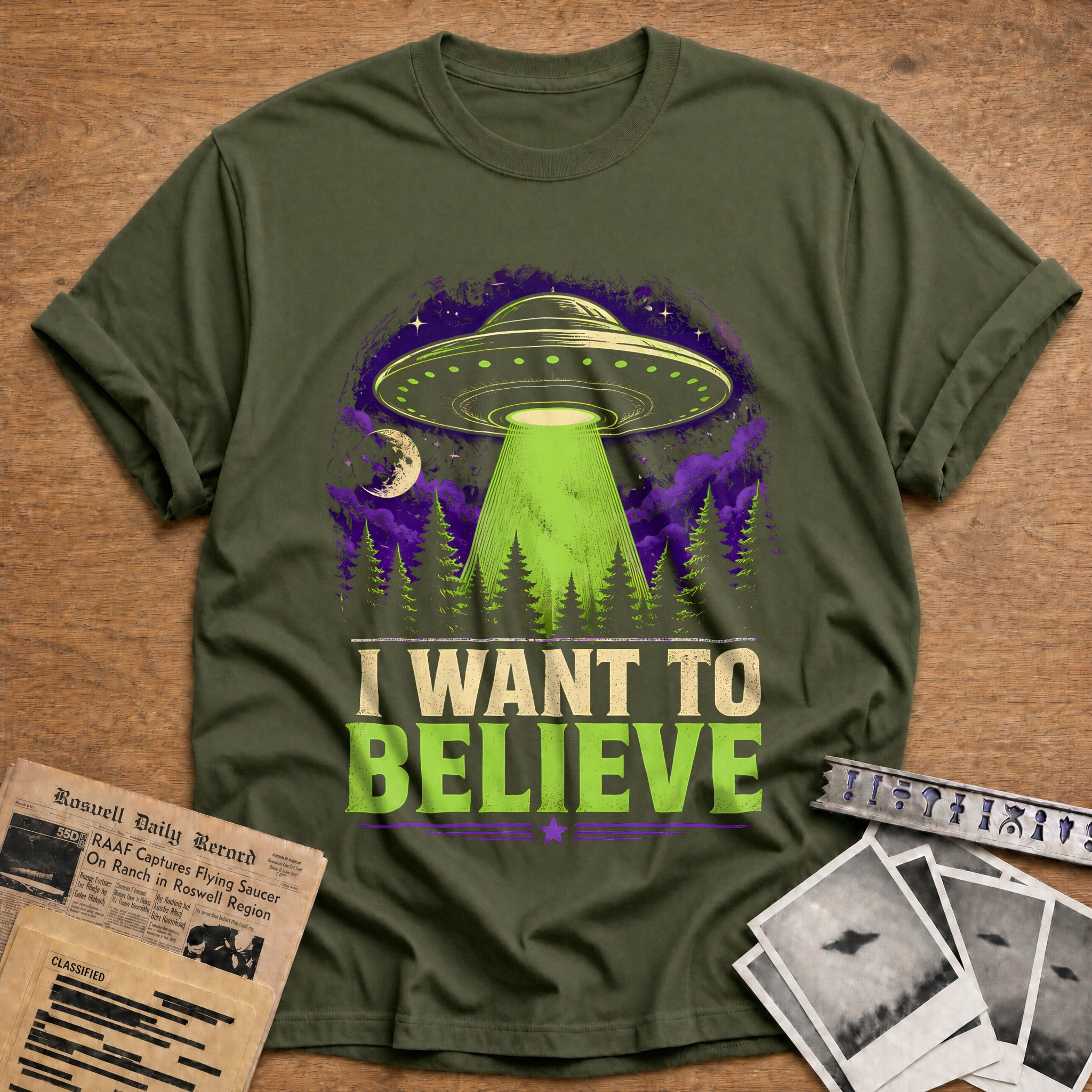 I Want To Believe (2) 52 T-Shirt - Military Green