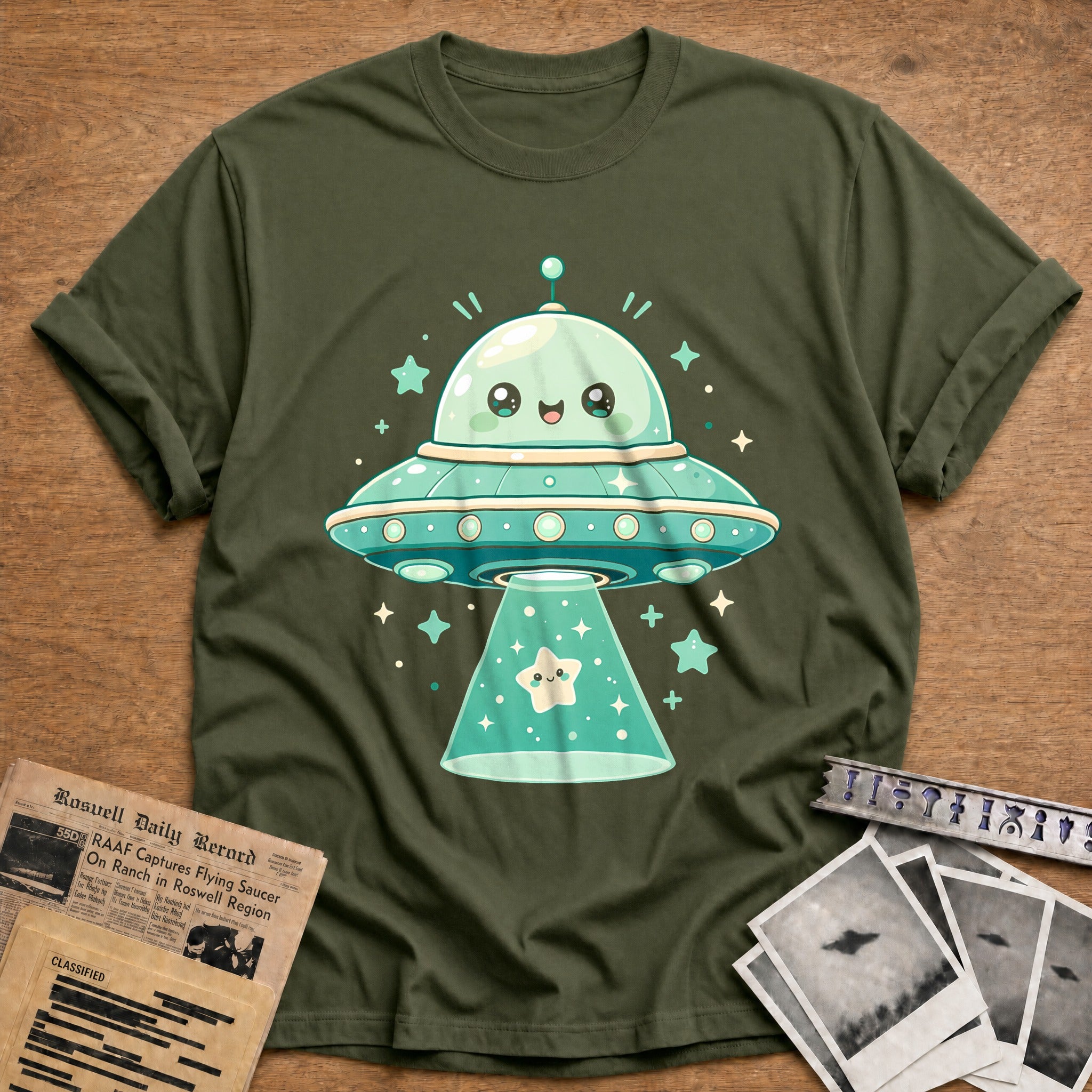 Kawaii Ufo 16 T-Shirt - Military Green