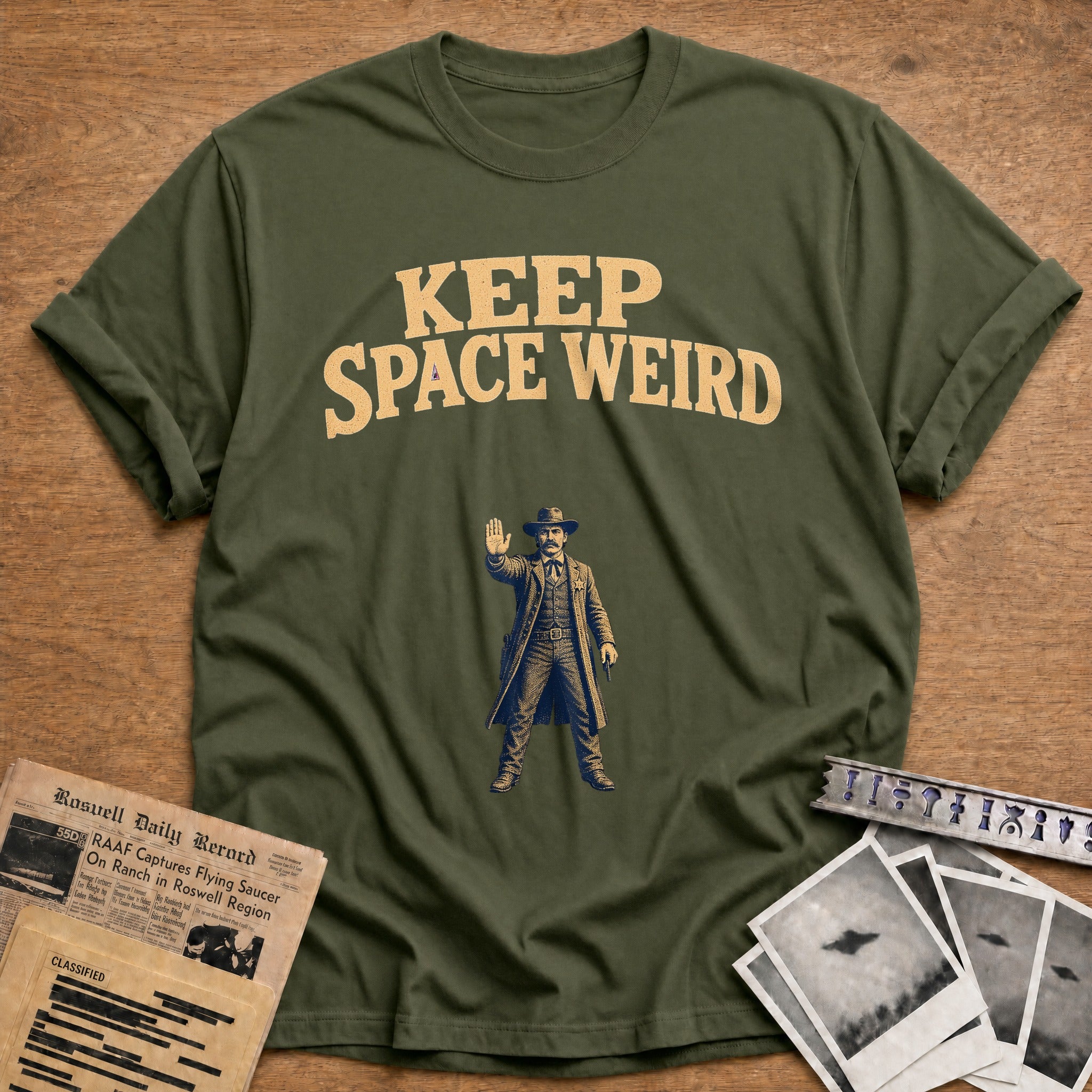 Keep Space Weird 02 - Military Green