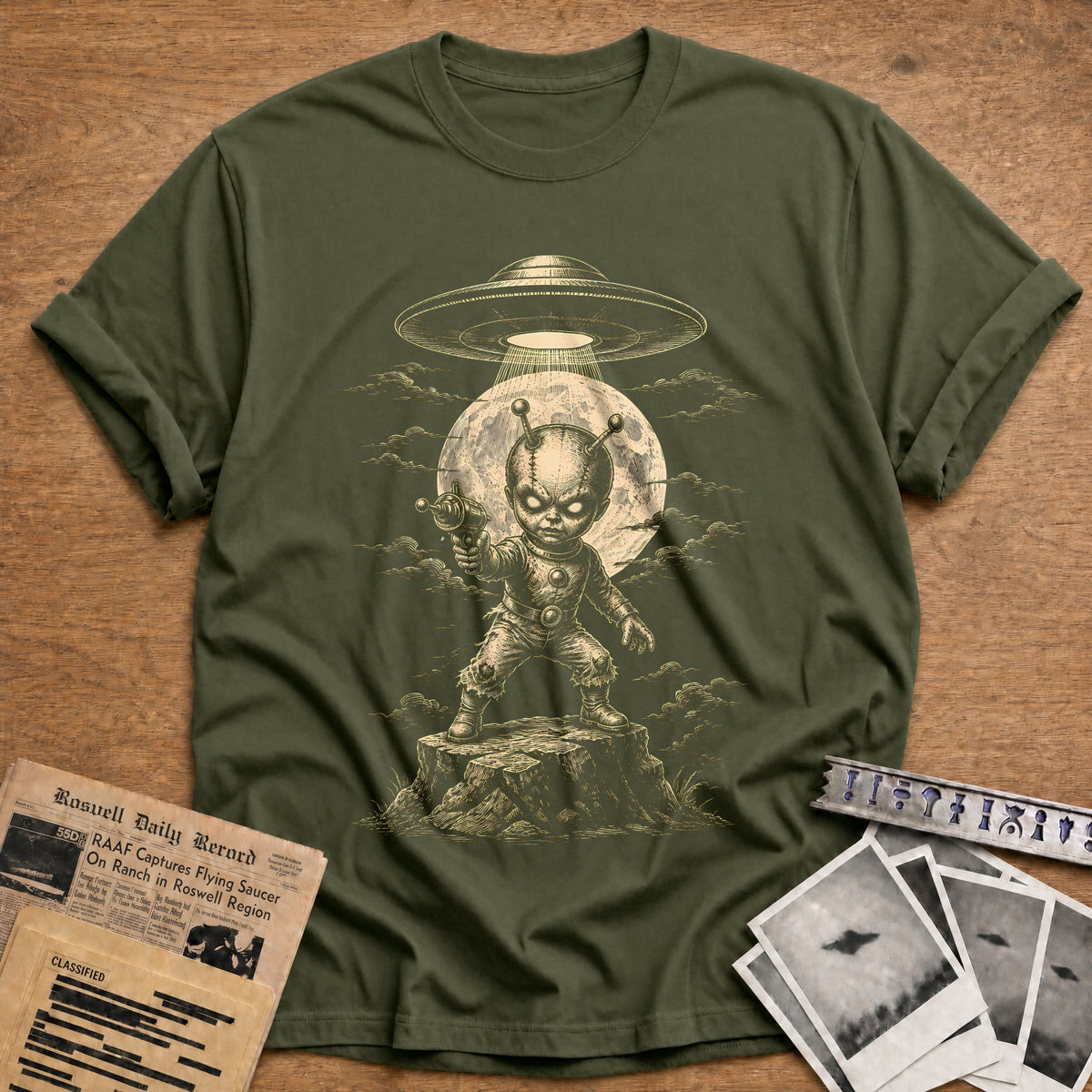 Little Green Man 10 T-Shirt - Military Green