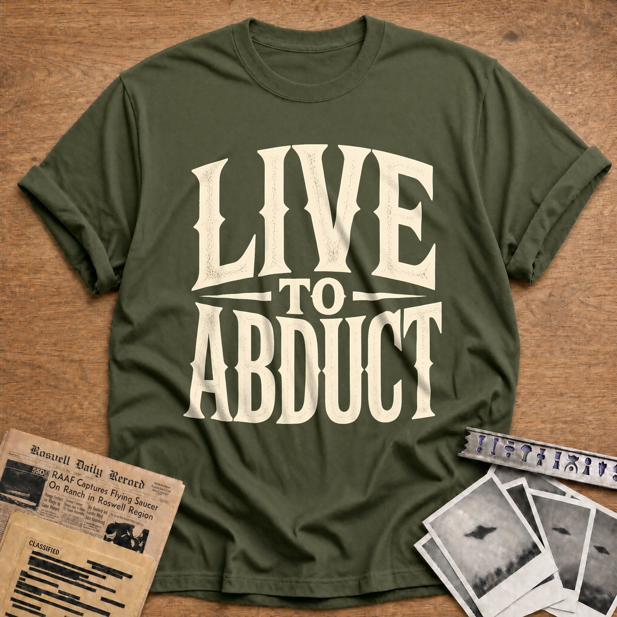 Live To Abduct 60 T-Shirt - Military Green