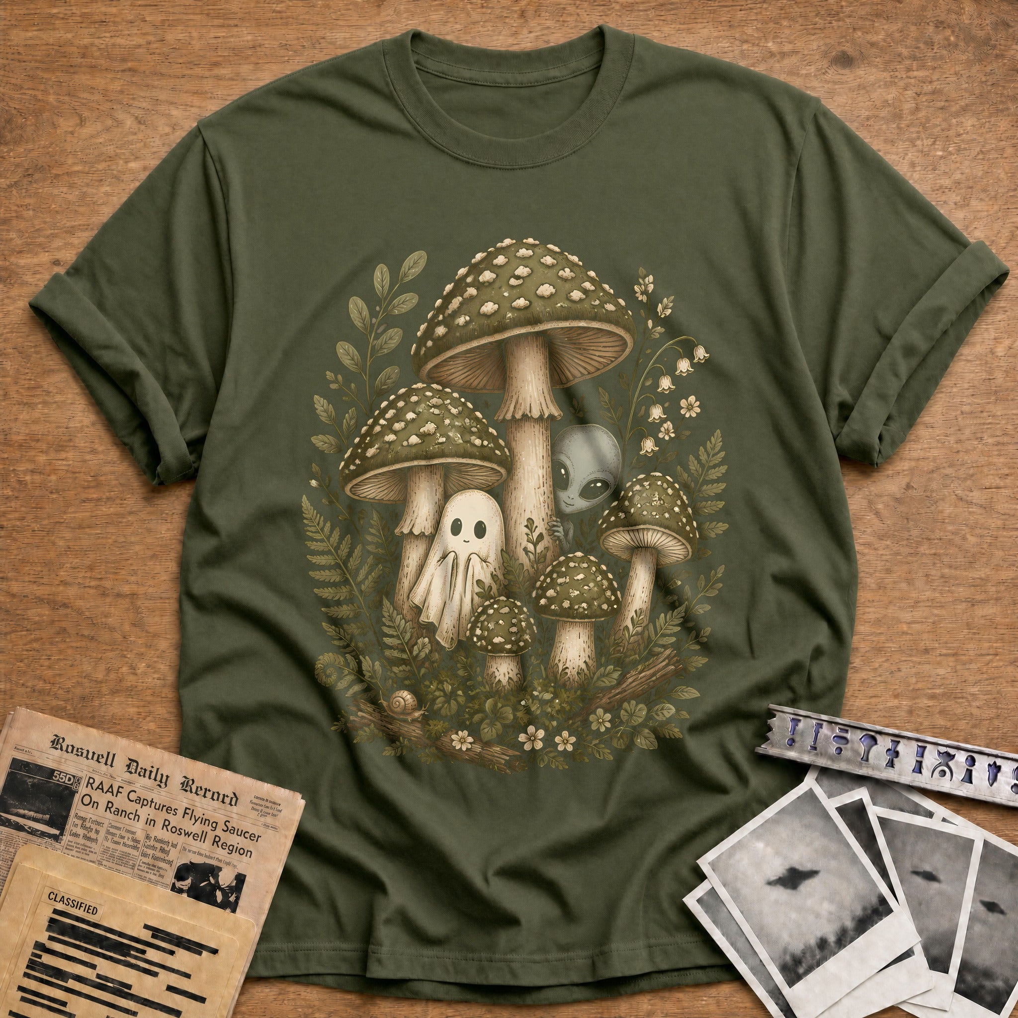 Mushroom Ghost Alien 16 - Military Green