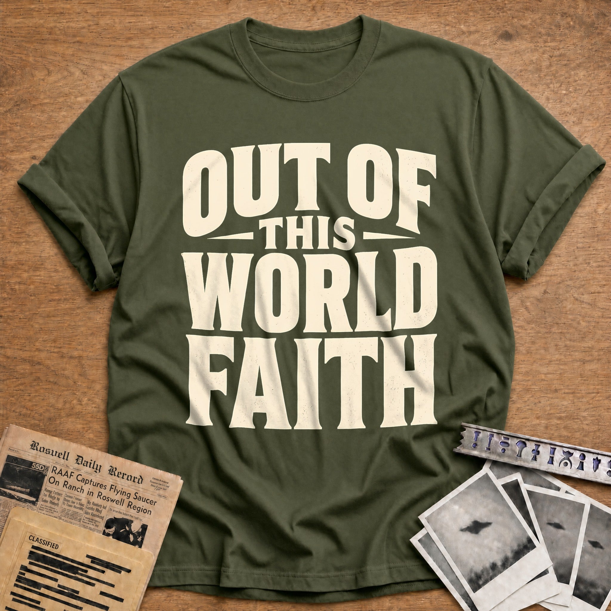 Out Of This World Faith 73 T-Shirt - Military Green