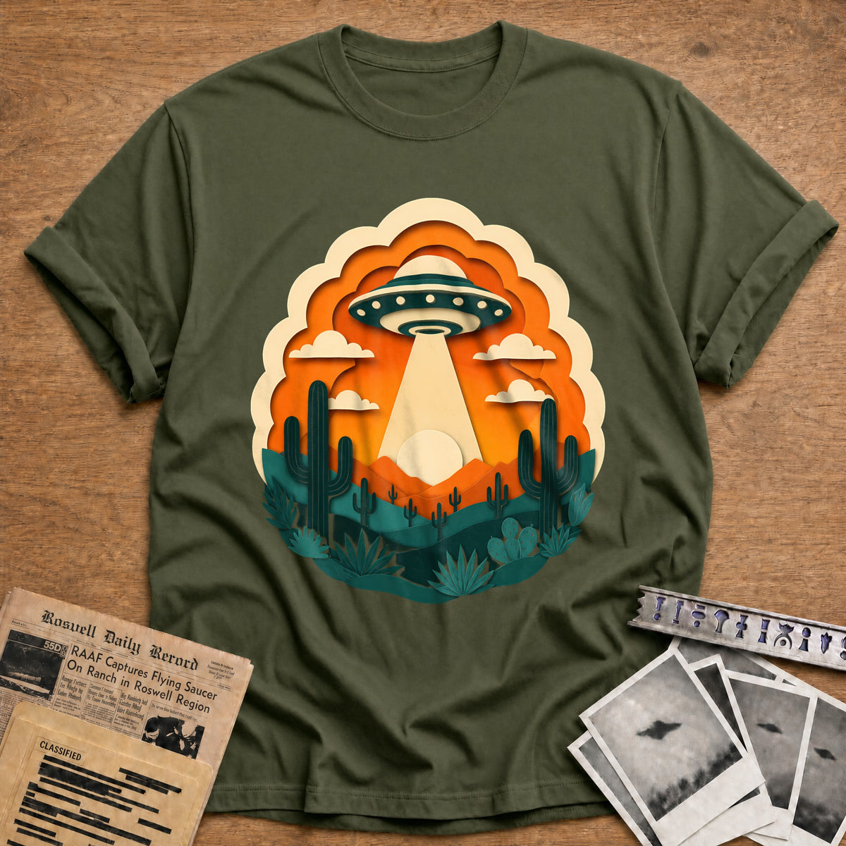 Papercut Cactus 29 T-Shirt - Military Green