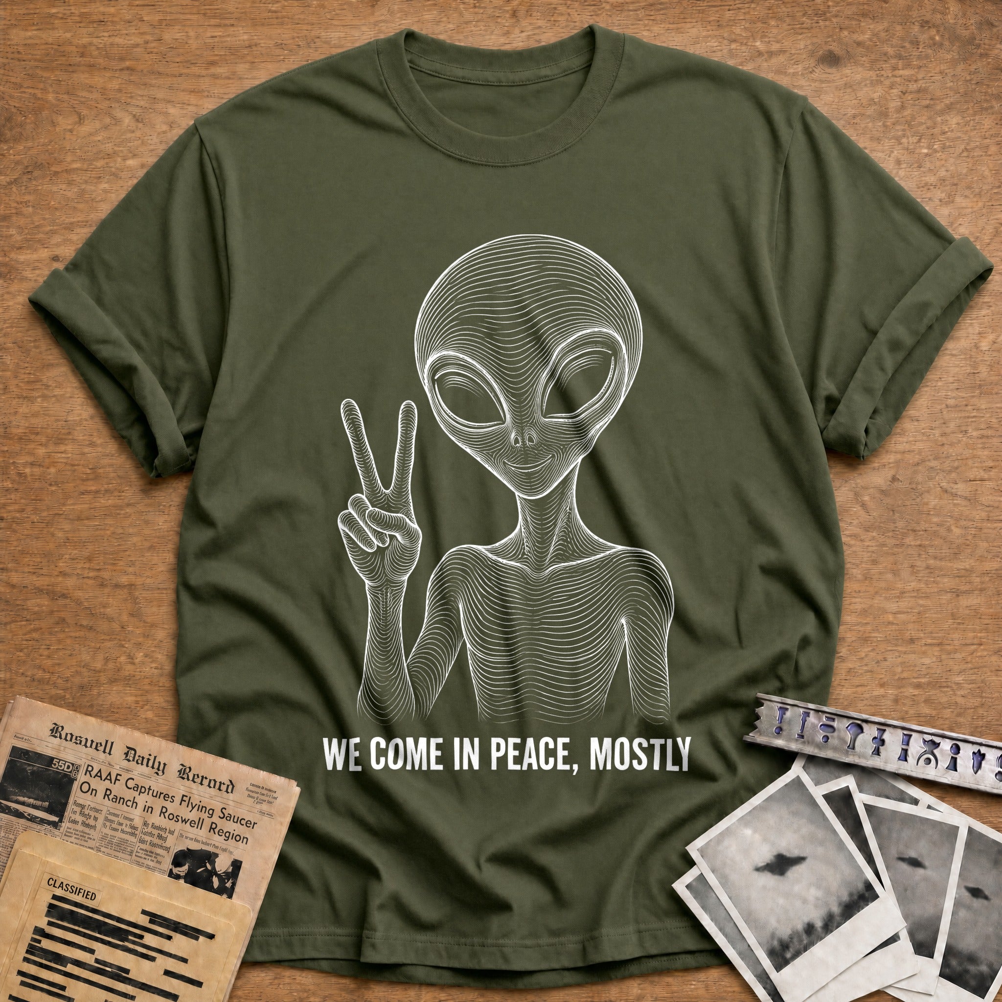 Peace Sign T-Shirt - Military Green