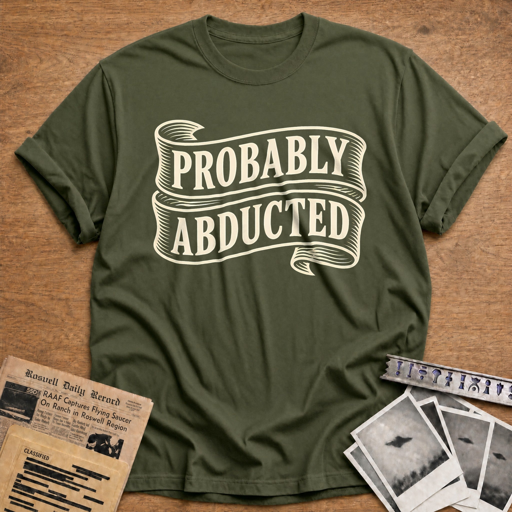 Probably Abducted 89 T-Shirt - Military Green