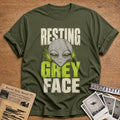 Resting Grey Face 22 T-Shirt - Military Green