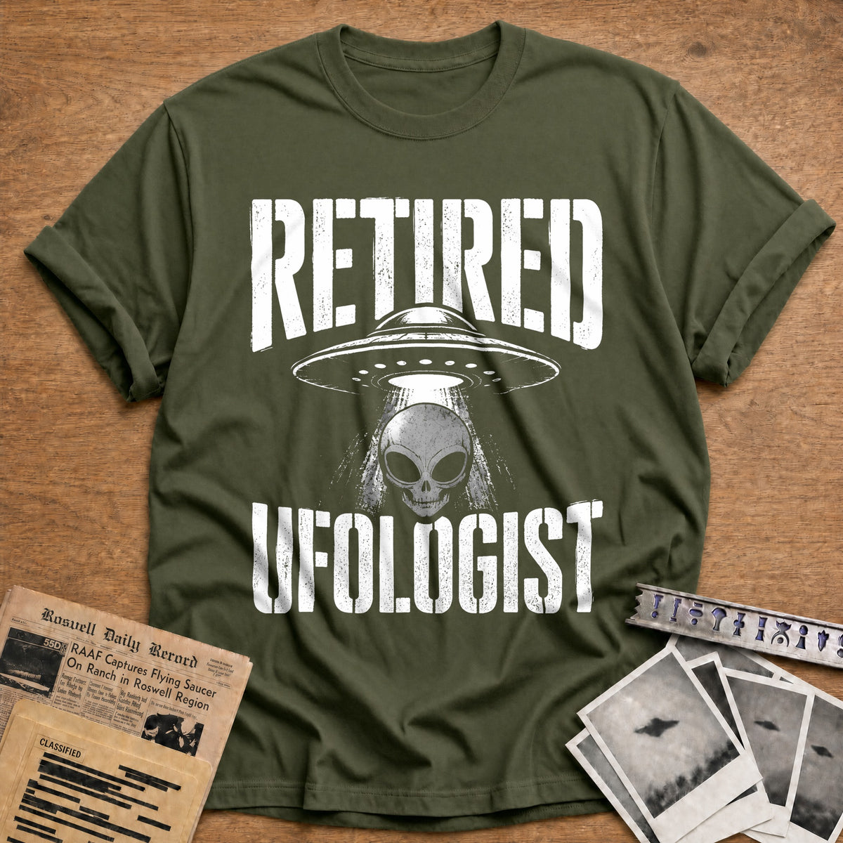 Retired Ufologist 82 T-Shirt - Military Green