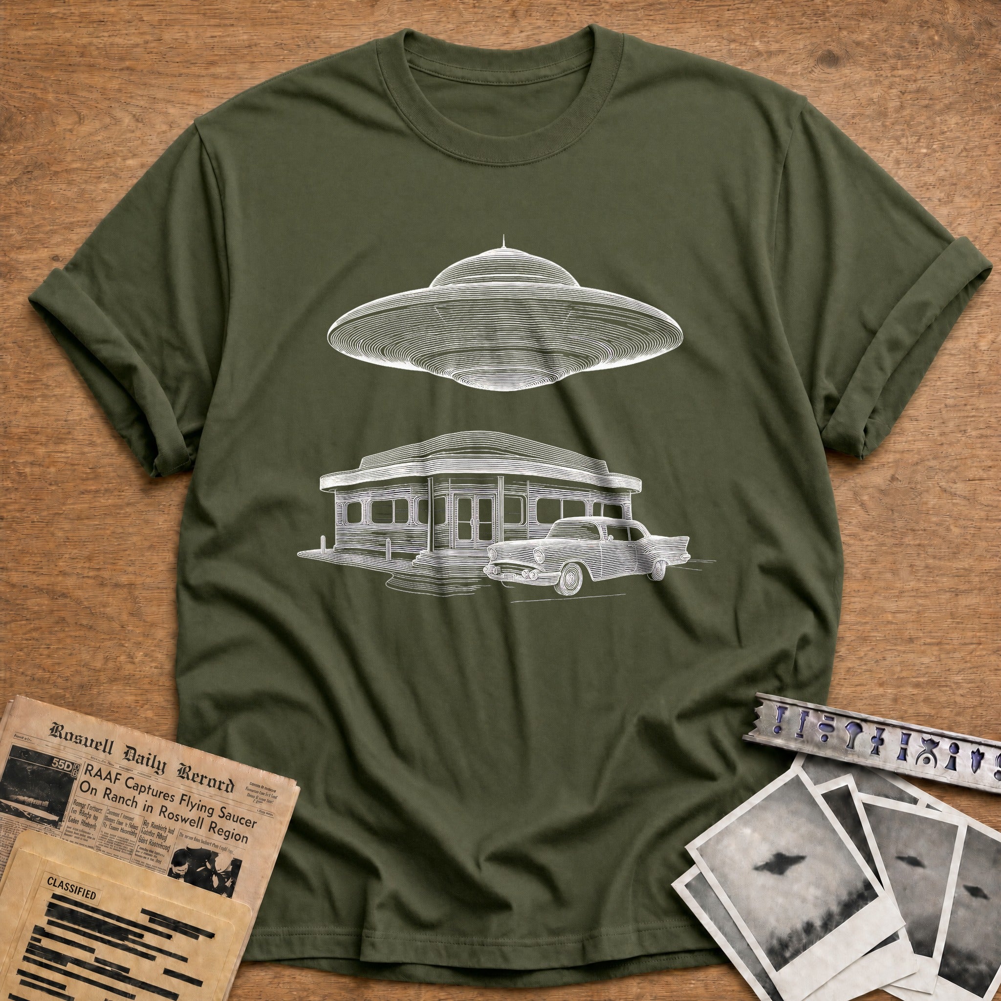 Retro Diner Abduction - Military Green