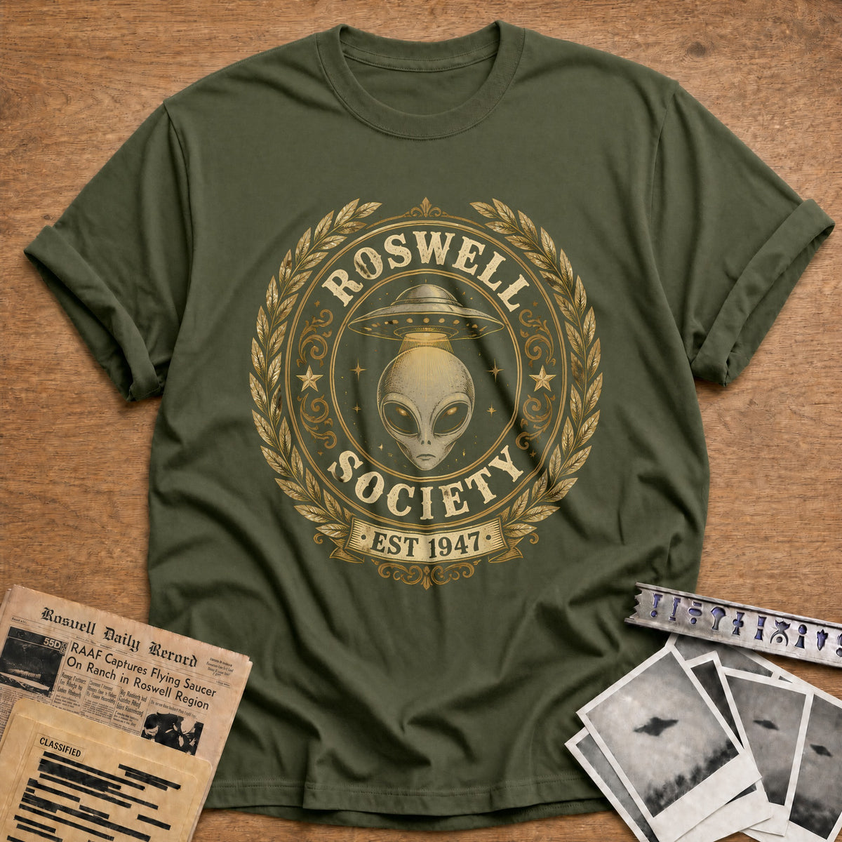 Roswell Society 22 T-Shirt - Military Green
