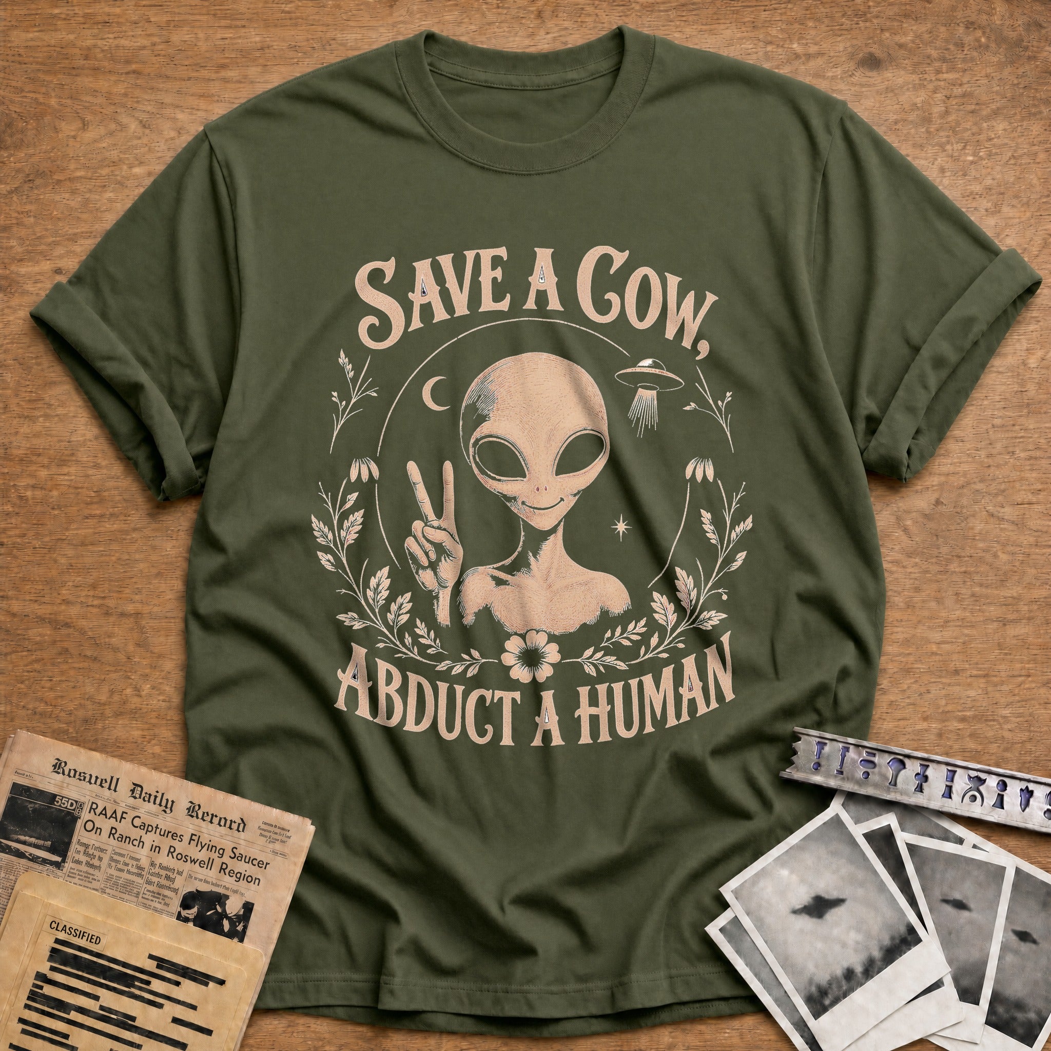 Save A Cow - Military Green