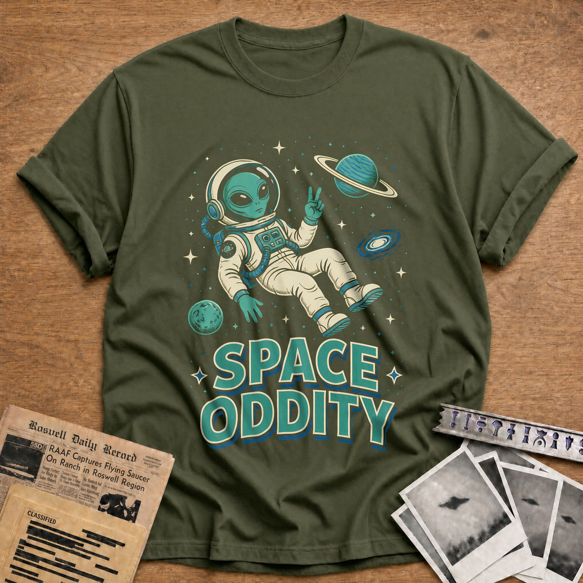 Space Oddity 15 T-Shirt - Military Green