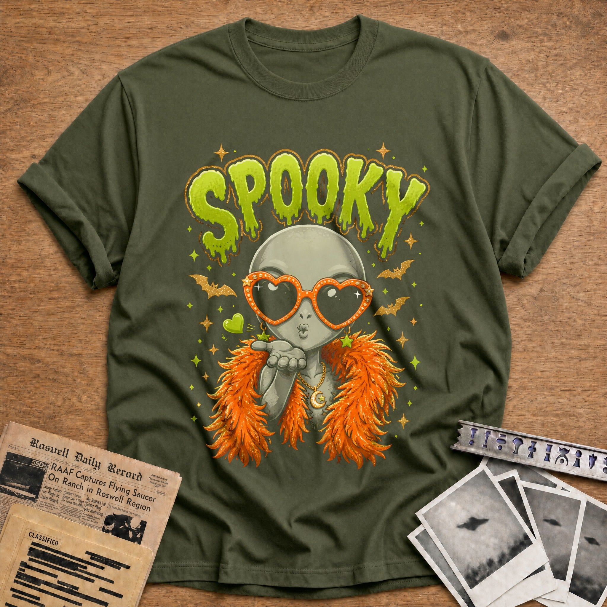 Spooky Glam Alien 52 - Military Green