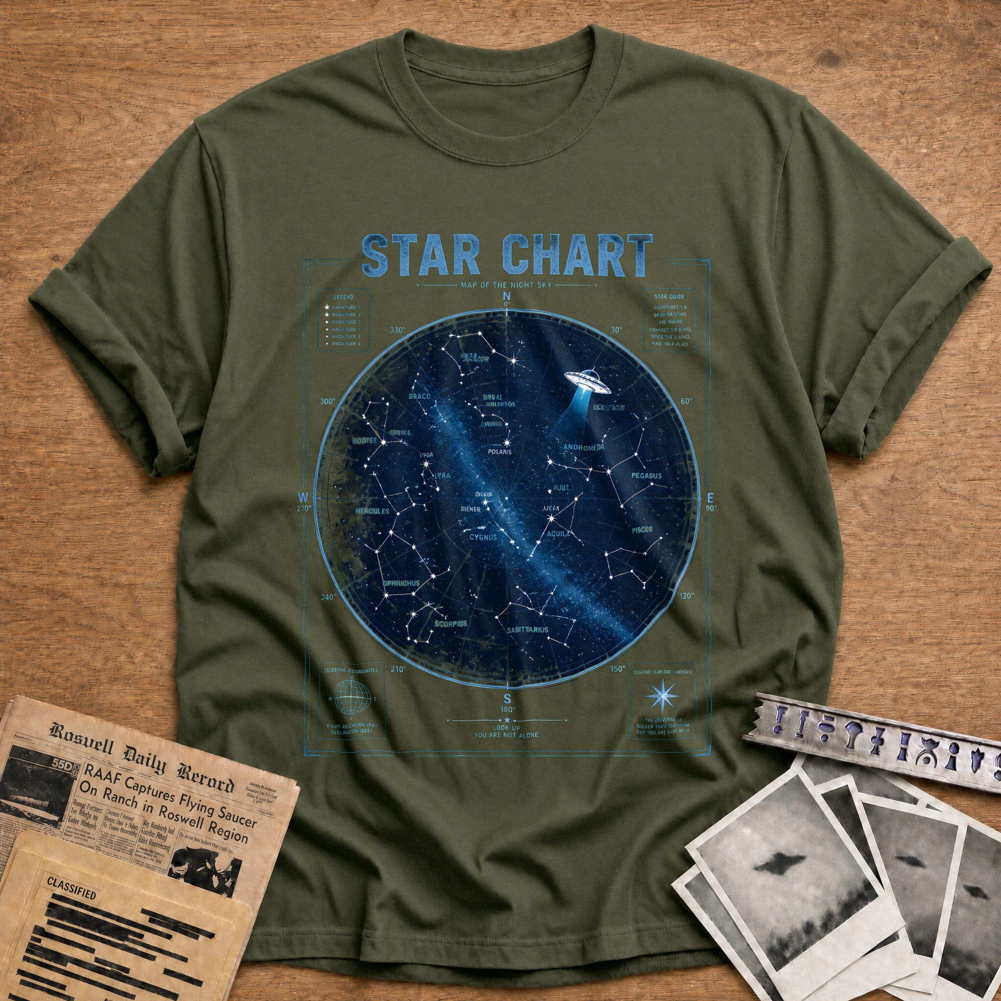Star Chart T-Shirt - Military Green