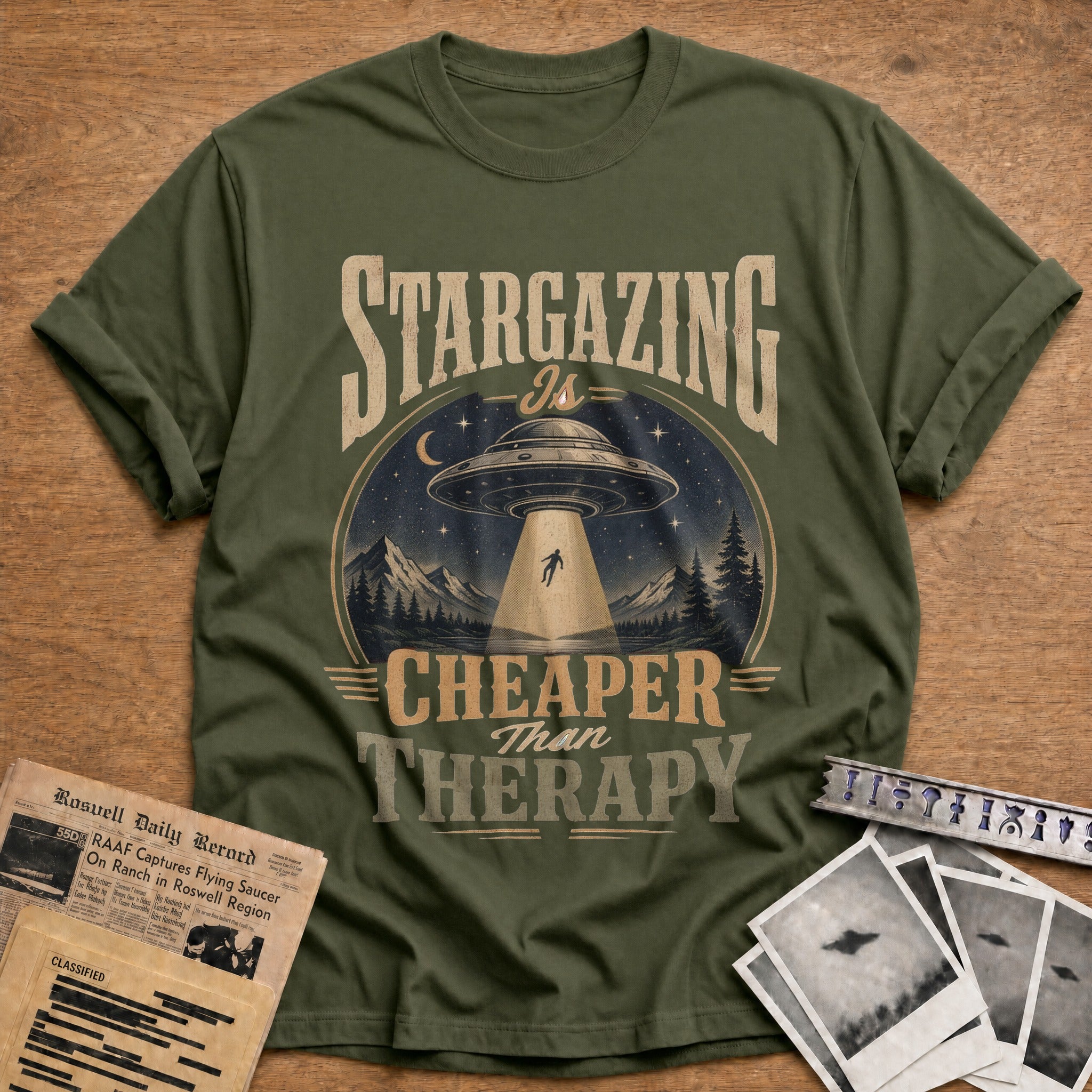 Stargazing Is Cheaper Than Therapy 02 - Military Green