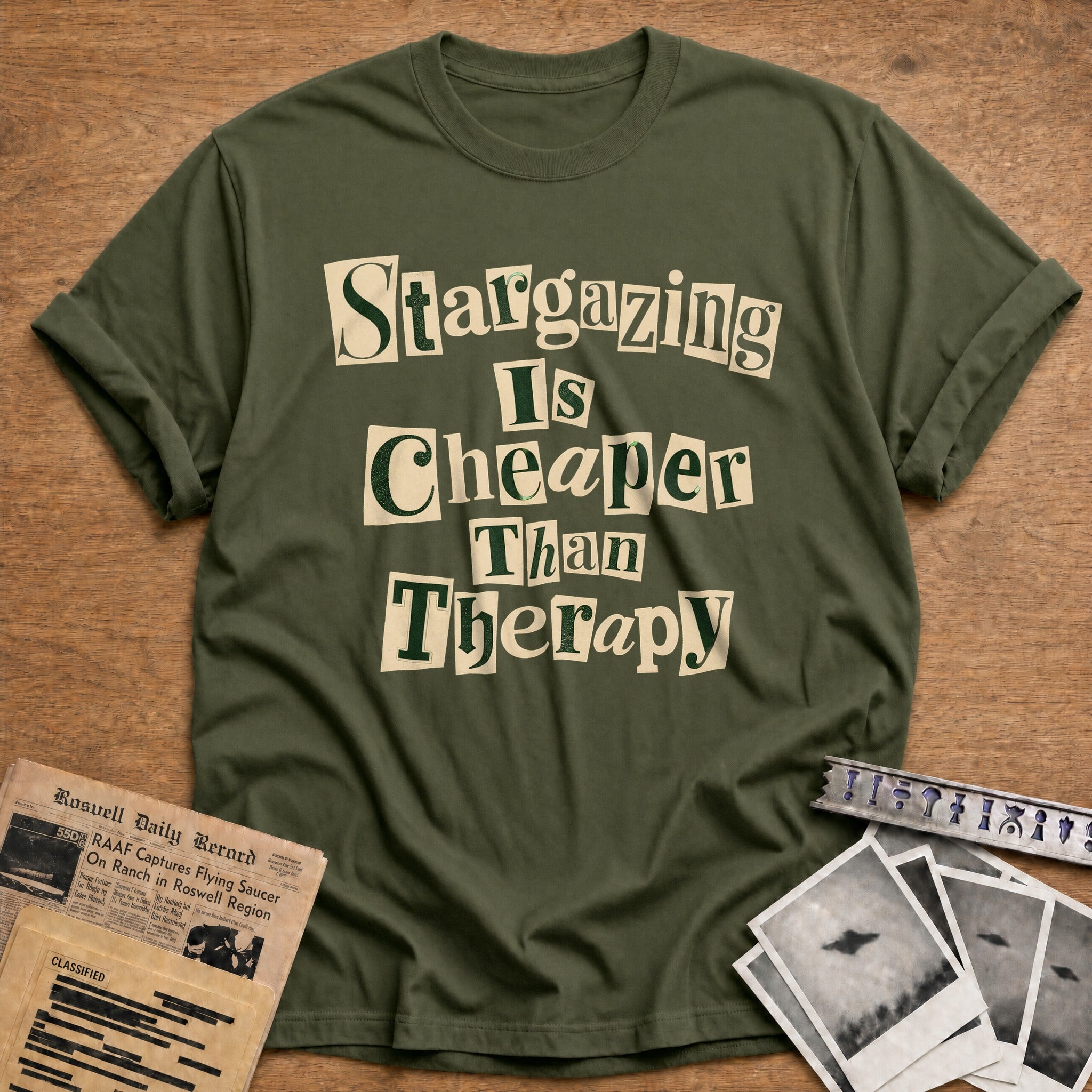 Stargazing Is Cheaper Than Therapy 04 - Military Green